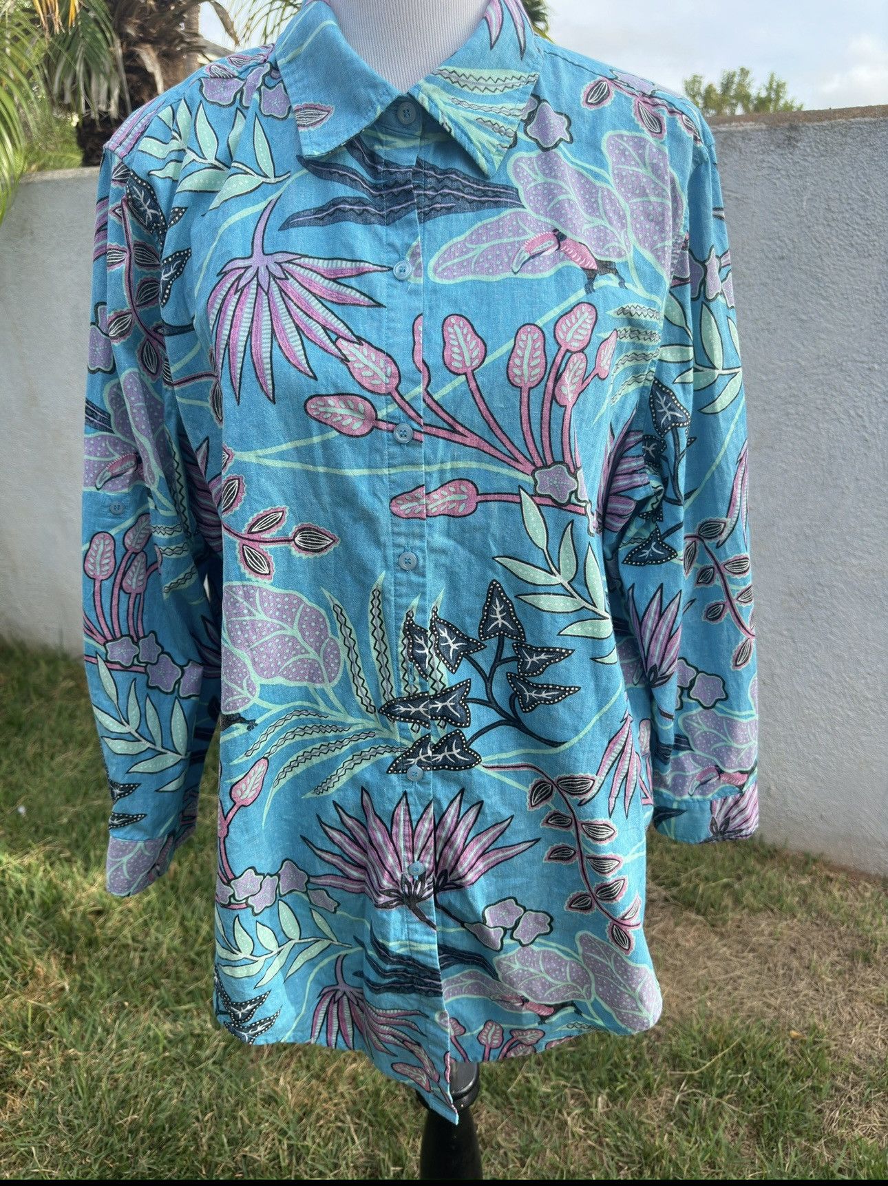 Reyn Spooner PreOwned Reyn Spooner Blue Hawaiian Print Blouse Women's XXL Size XXL / US 16-18 / IT 52-54 - 1 Thumbnail