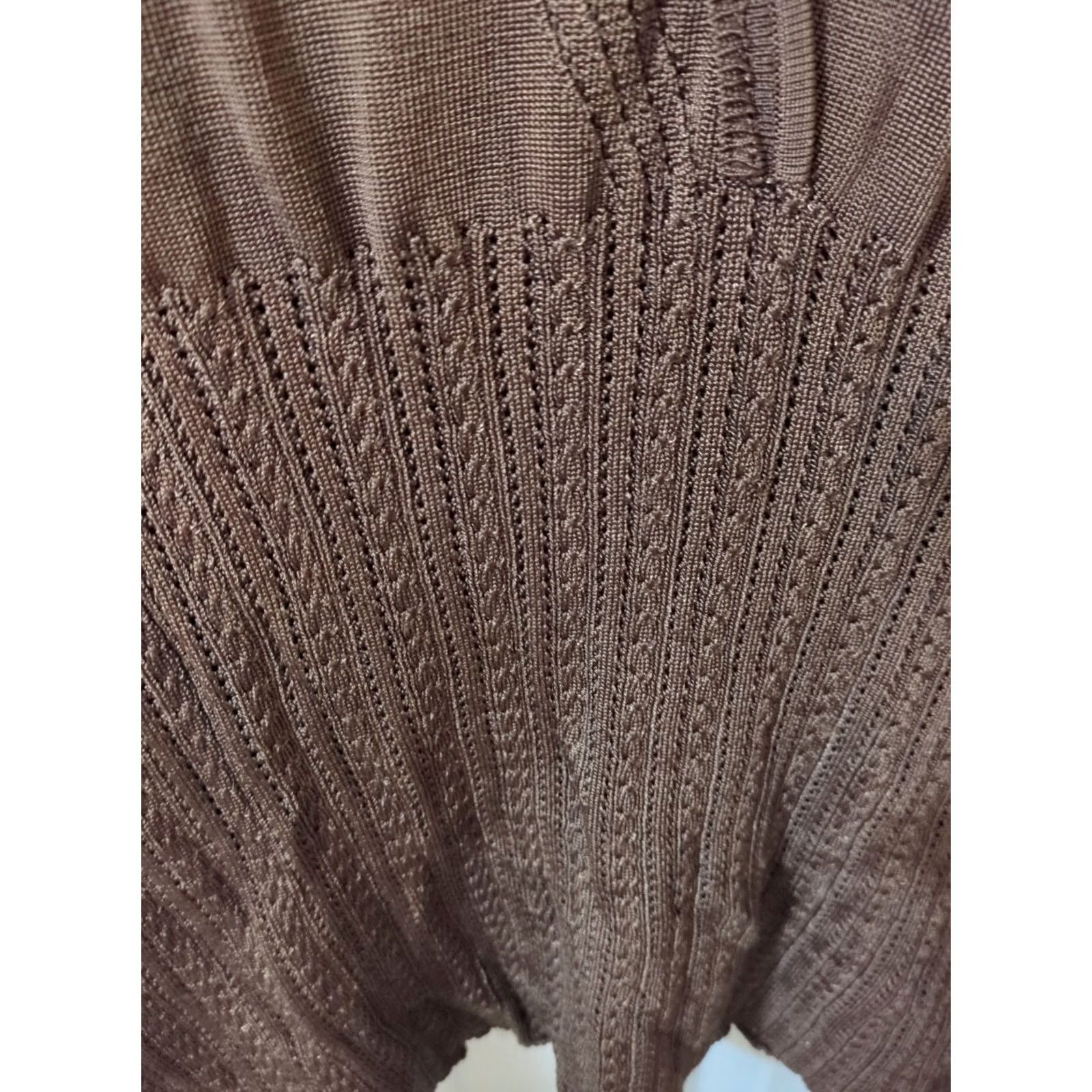 Vintage Emma James Women's Sweater XL 3/4 Sleeve Brown Pullover Knit V-Neck Regular Lightweight Cotton Rayon Size XL / US 12-14 / IT 48-50 - 2 Thumbnail