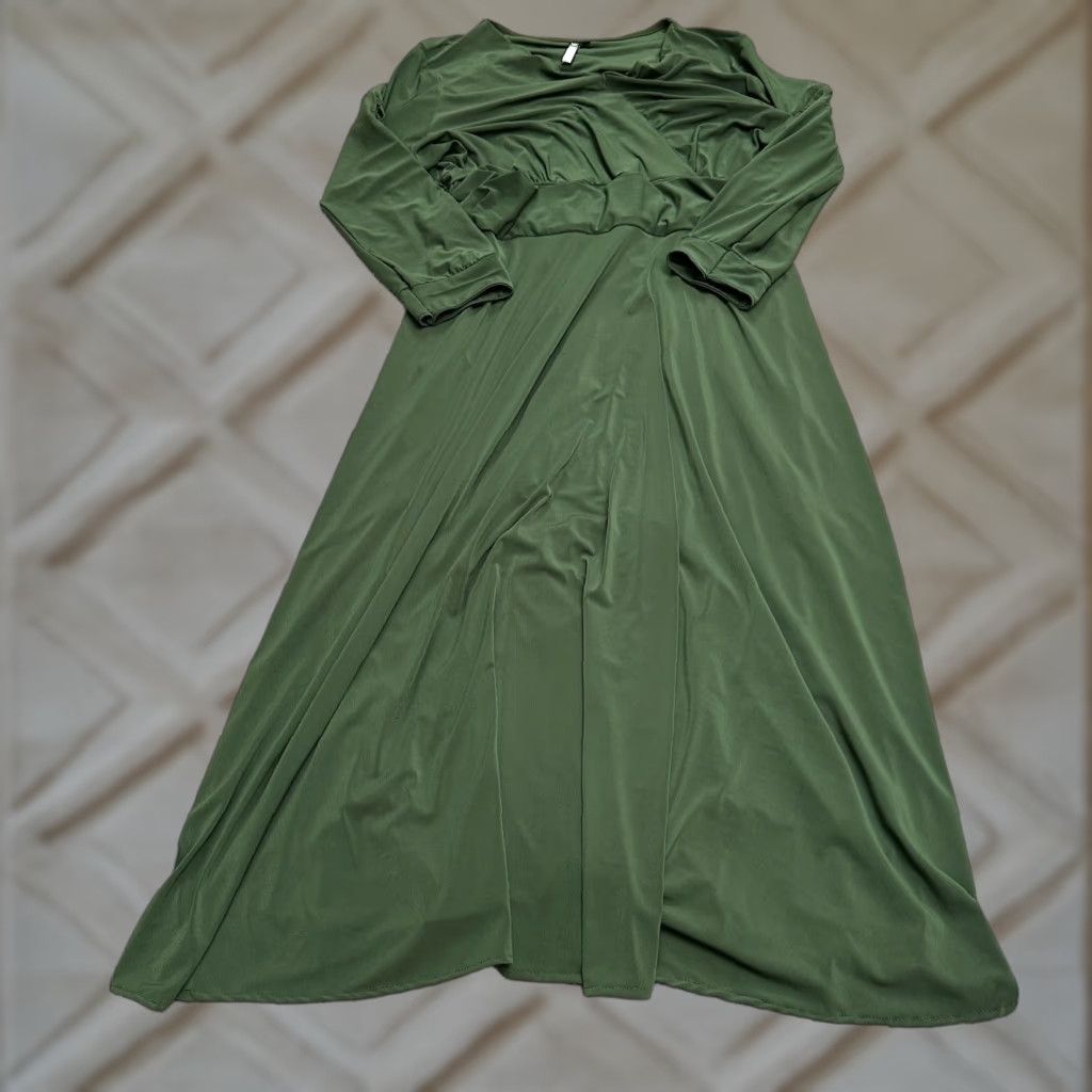 Vintage Koh Koh Long Sleeve Wrap Dress Womens 4 Green V-Neck Knit Polyester Spandex Long Sleeve Party/Formal/Workwear Vintage: No Size S / US 4 / IT 40 - 1 Thumbnail