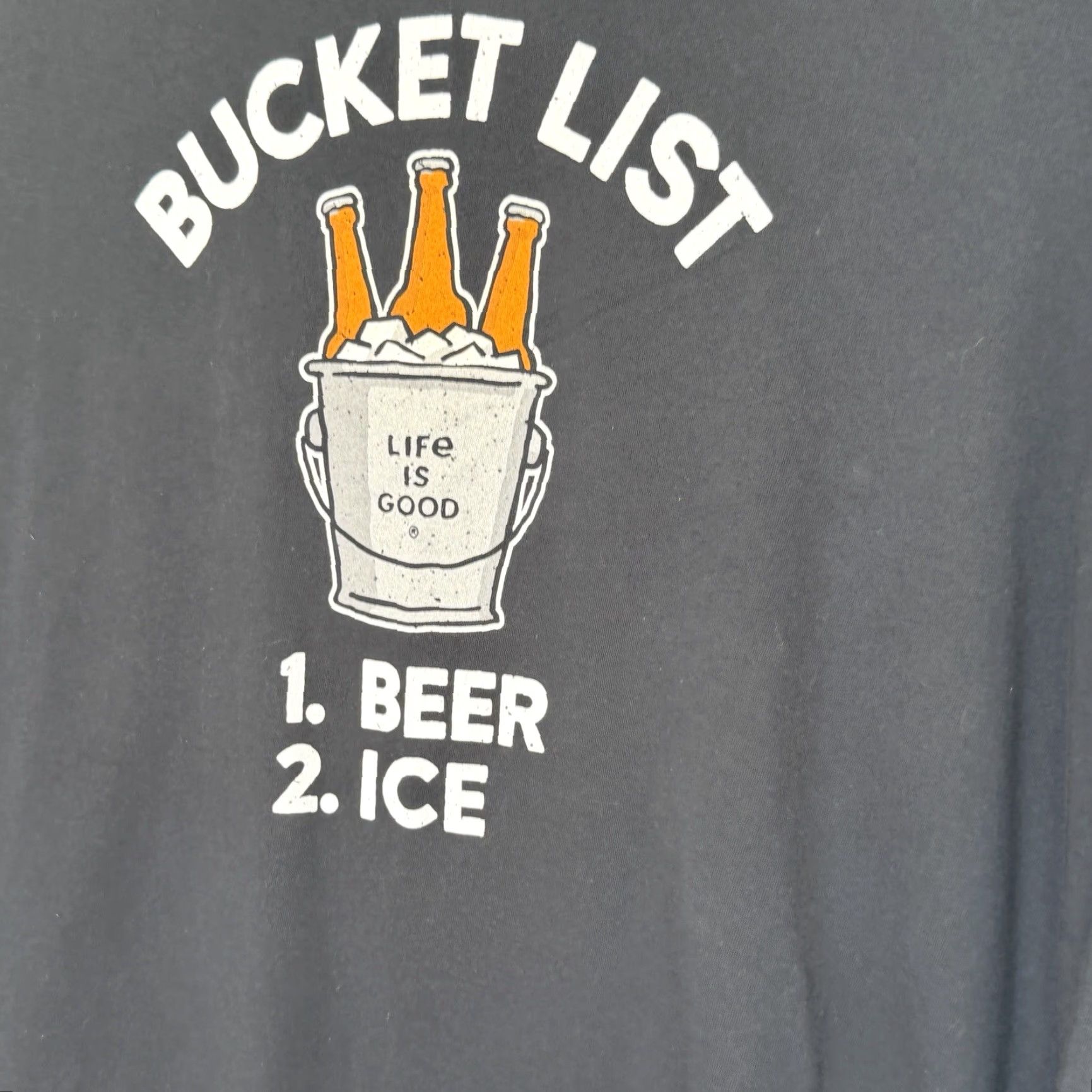 Life is Good Life is Good T-Shirt Mens Large Crusher-Lite Crew Neck Long Sleeve "Bucket List" Beer Graphic Print Cotton Size US L / EU 52-54 / 3 - 2 Thumbnail