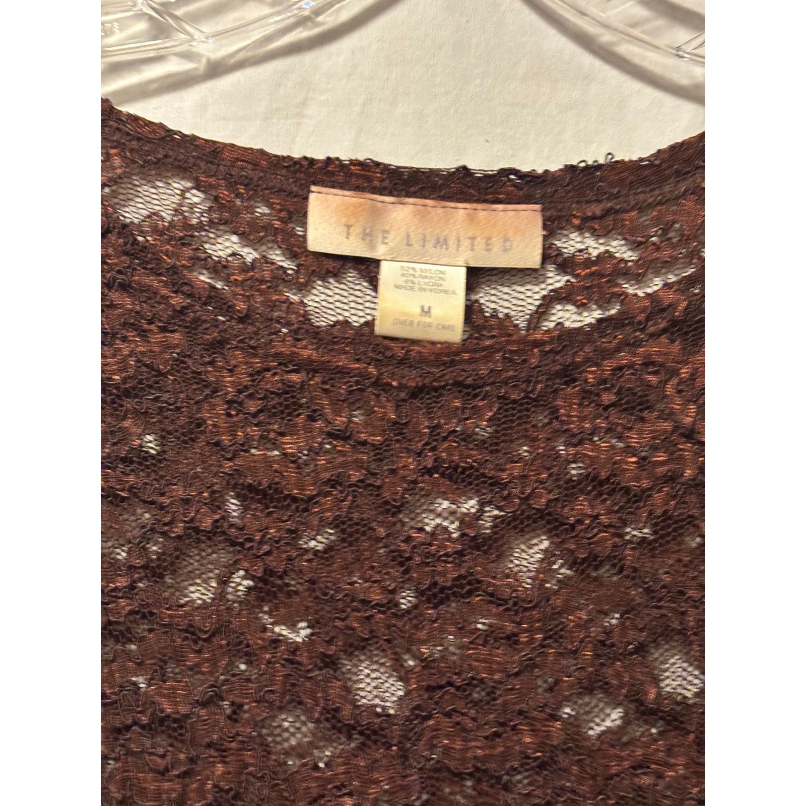 Vintage The Limited Vintage Brown Stretch Lace Top Long Sleeve Peek Size M / US 6-8 / IT 42-44 - 4 Thumbnail