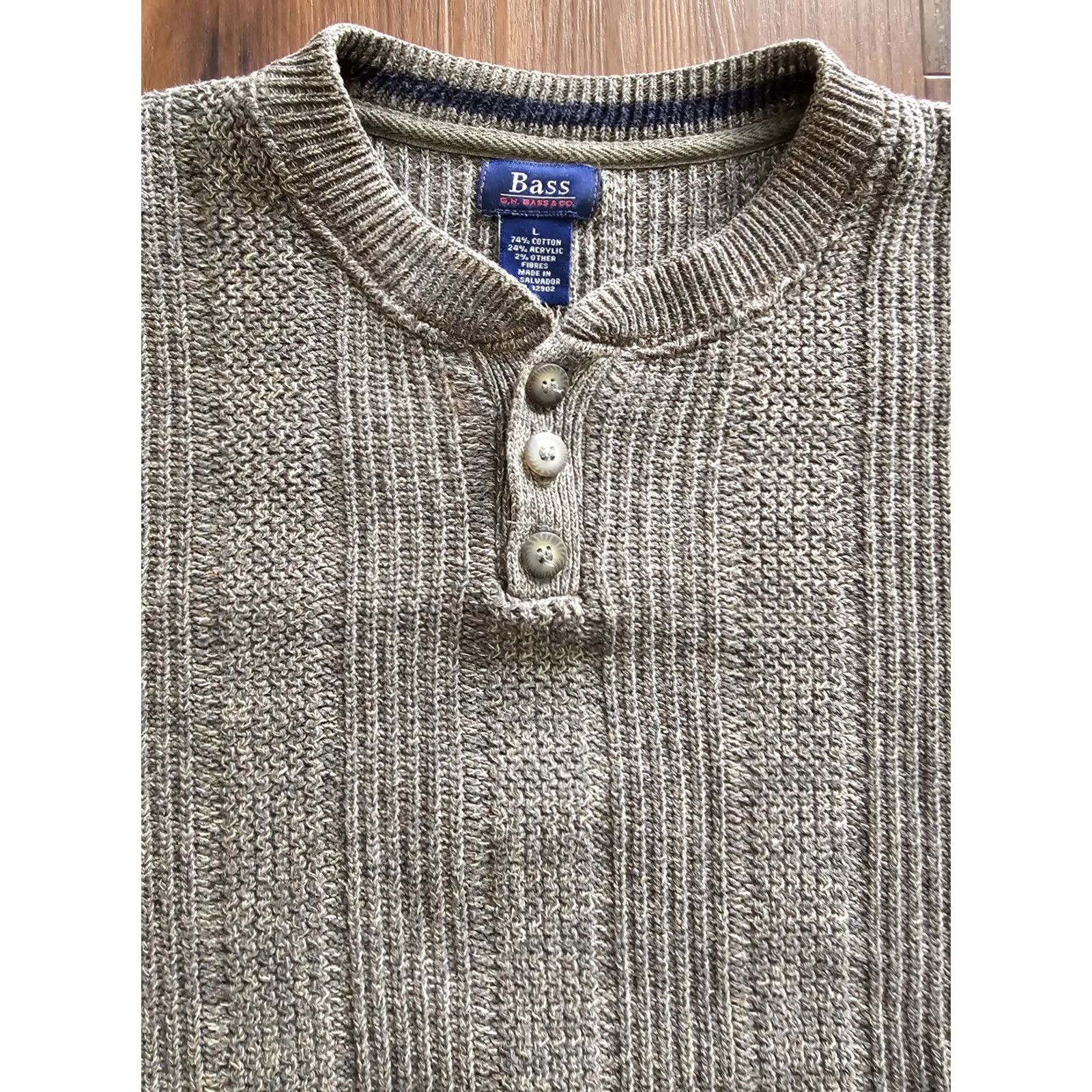 Olive VINTAGE GH Bass & Co Sweater Mens Large Olive Green Long Sleeve Grunge 90s Size US L / EU 52-54 / 3 - 4 Thumbnail