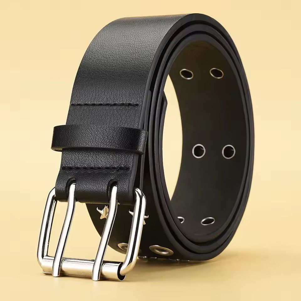 Japanese Brand Pentagonal Star Rivet PU Leather Belt Size ONE SIZE - 4 Thumbnail
