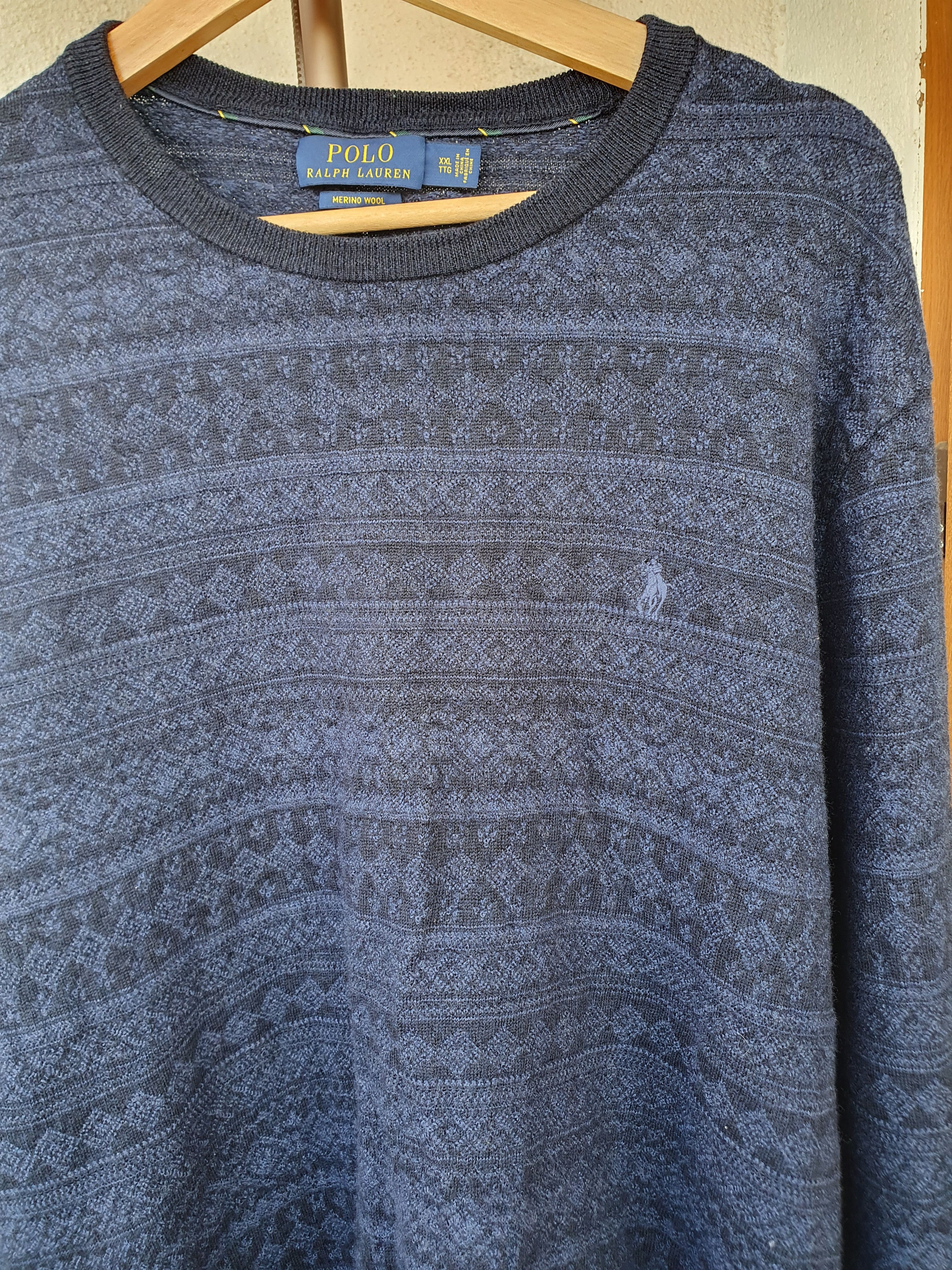 Polo Ralph Lauren Polo Ralph Lauren Fair Isle Blue Merino Wool Sweater XXL Size US XXL / EU 58 / 5 - 8 Thumbnail