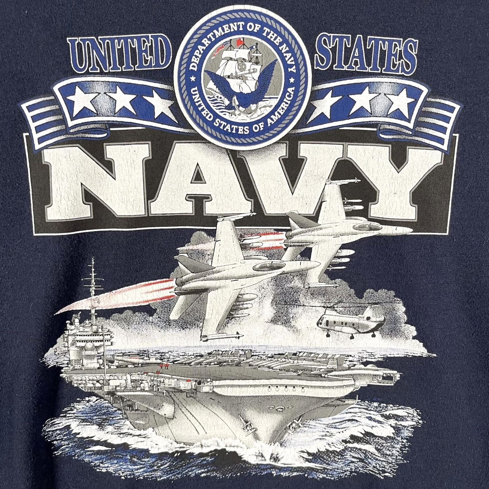 Gildan VINTAGE Gildan US Navy Ship Graphic Sweatshirt Mens 2XL Navy Blue Fleece Ultra Blend Size US XXL / EU 58 / 5 - 4 Thumbnail