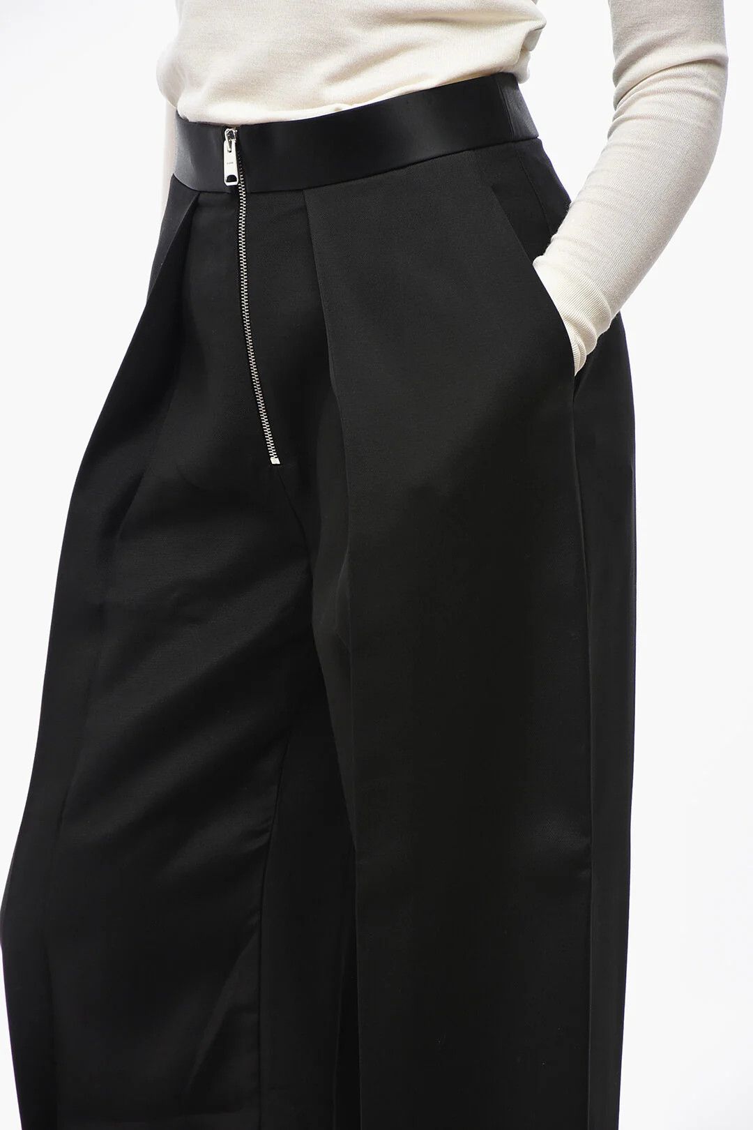 KHAITE og1mm0426 Single-Pleat Palazzo Pant in Black Size 32" / US 10 / IT 46 - 3 Thumbnail