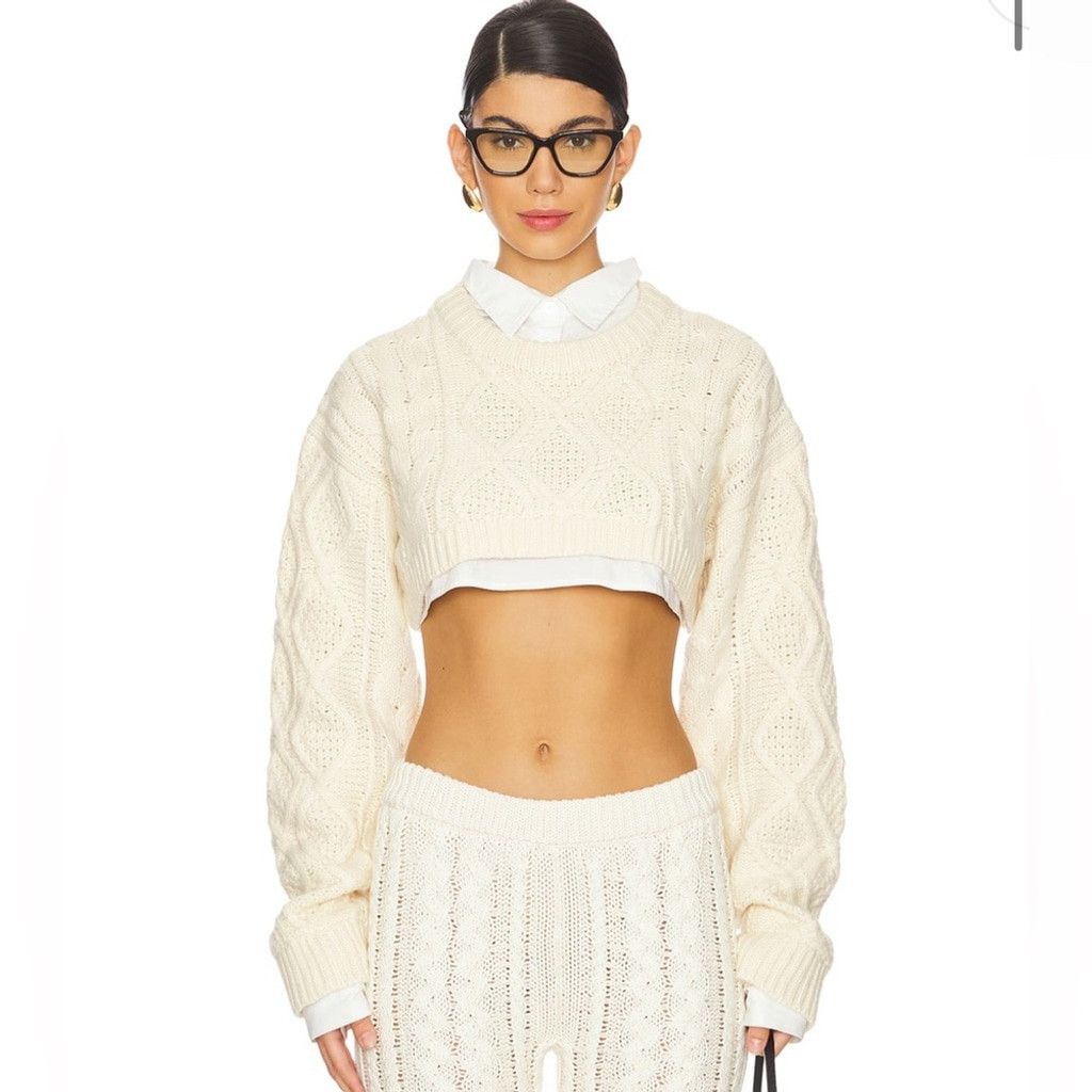 Lioness NEW Lioness Sonny Chic Cream Knit Crop Sweater US M (AU 10) Size S / US 4 / IT 40 - 1 Thumbnail