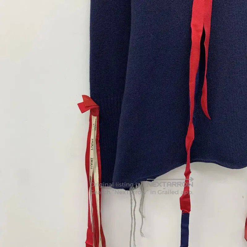 Loewe Loewe Women's Navy Wool Knit Top with Ribbons . Size XS / US 0-2 / IT 36-38 - 4 Thumbnail