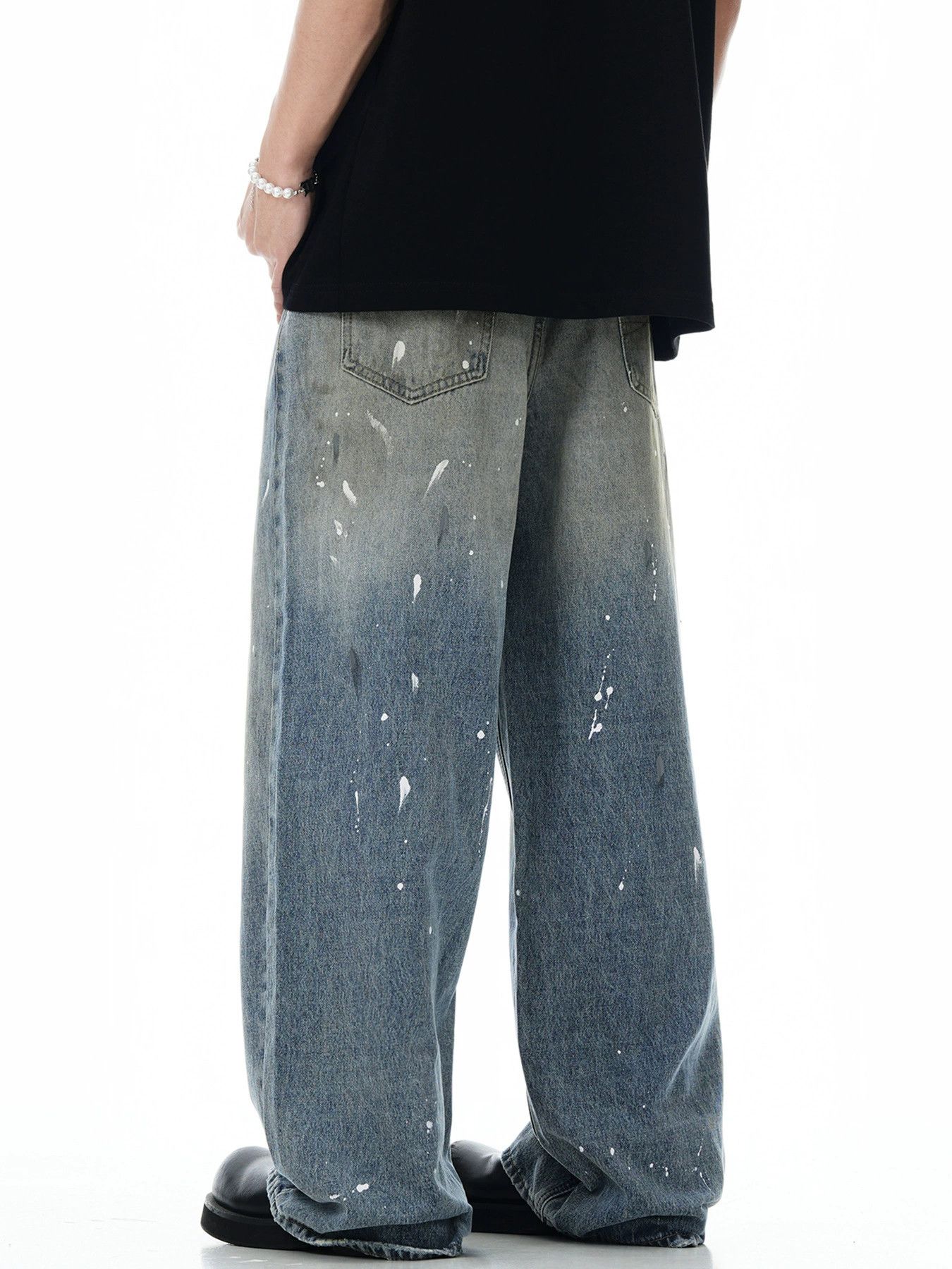 Vintage American men's gradient loose casual ink-splashed jeans Size US 32 / EU 48 - 4 Thumbnail