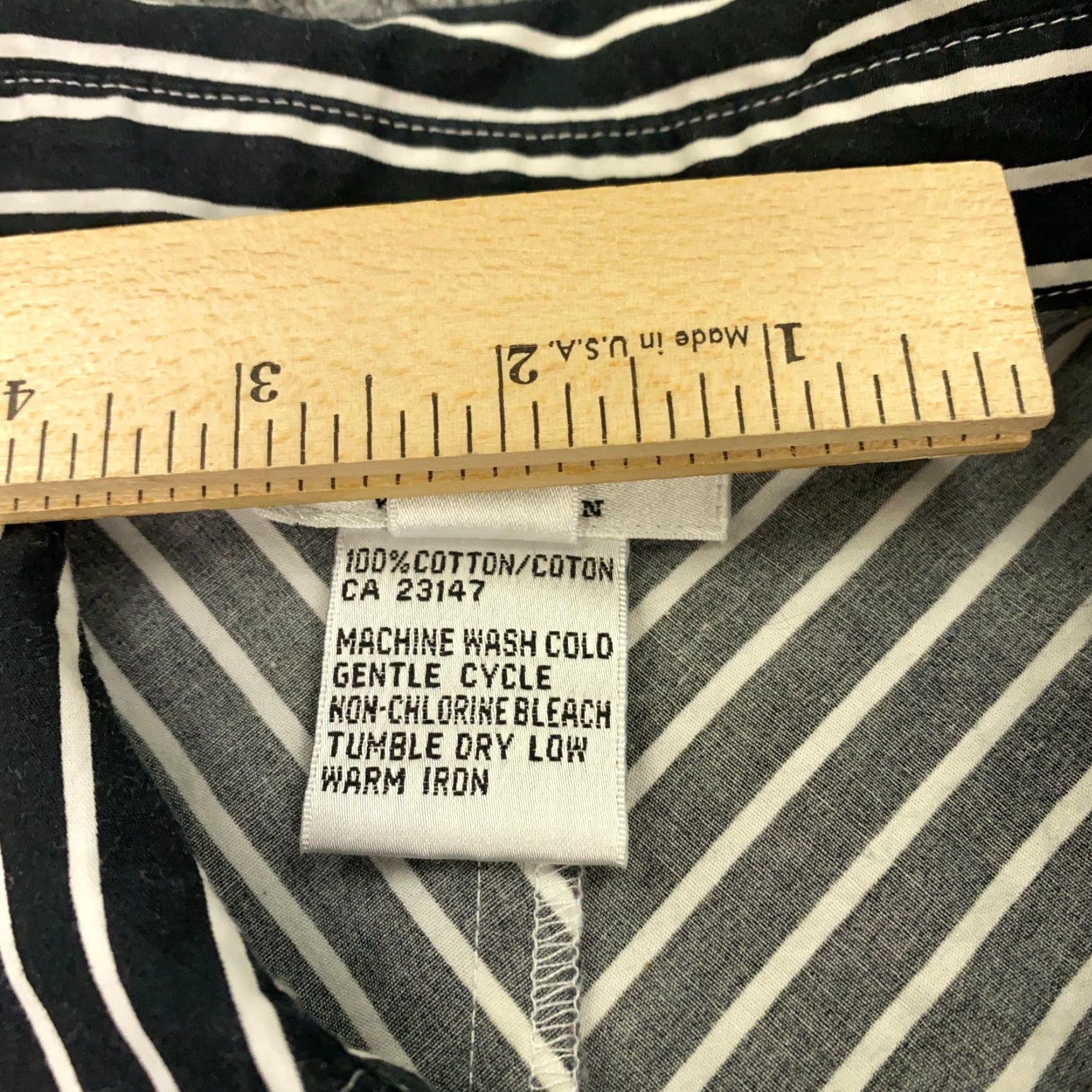 Talbots Talbots Shirt Womens 1X Black/White Striped Button Up Ruffled Size XL / US 12-14 / IT 48-50 - 5 Thumbnail