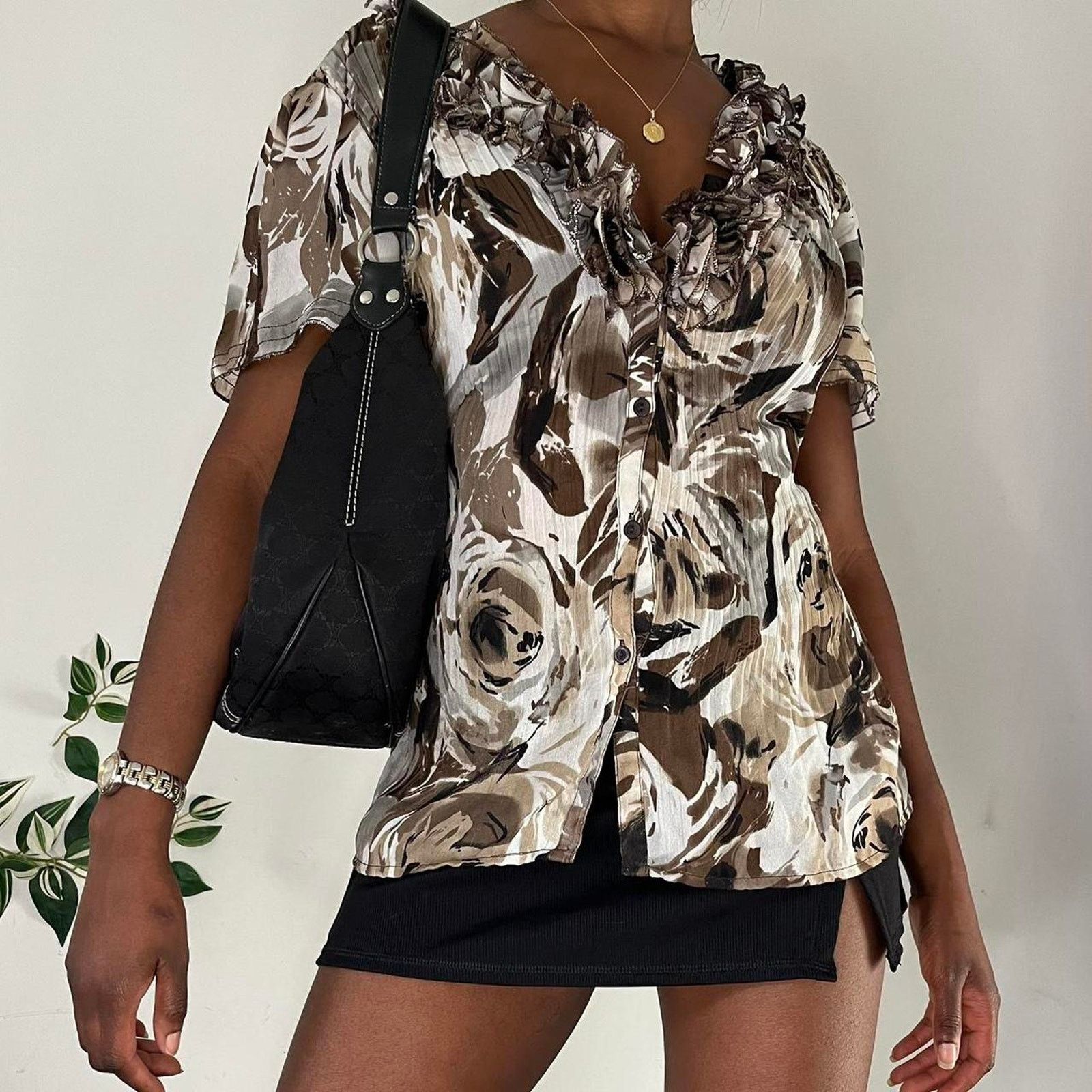 Other Ruffled earth tone blouse Size M / US 6-8 / IT 42-44 - 4 Thumbnail