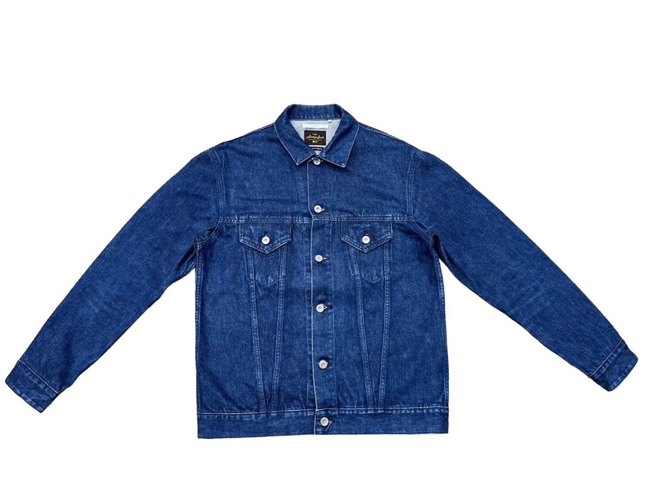 image of Sunny Sports X Ships Japan Indigo Blue Denim Trucker Jacket in Denim Blue, Men's (Size Medium)