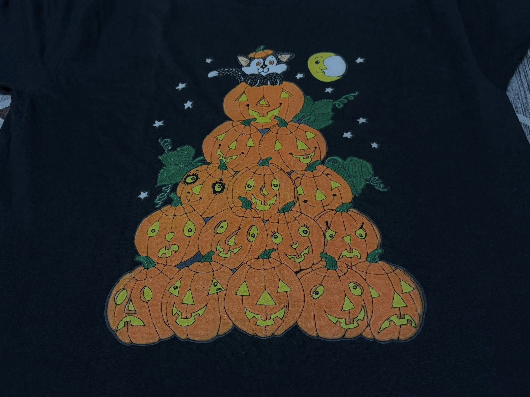 Vintage Vintage HALLOWEEN CAT fruit of the loom tee M 1629 Size US M / EU 48-50 / 2 - 6 Thumbnail