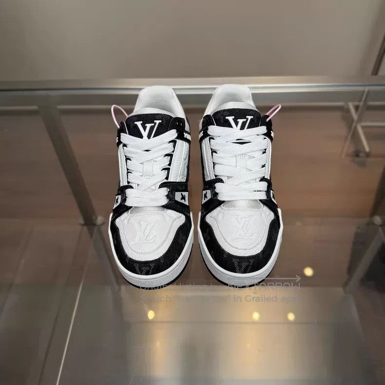 Louis Vuitton Louis Vuitton Trainer's new black and white denim shoes Size US 4.5 / IT 34.5 - 2 Thumbnail