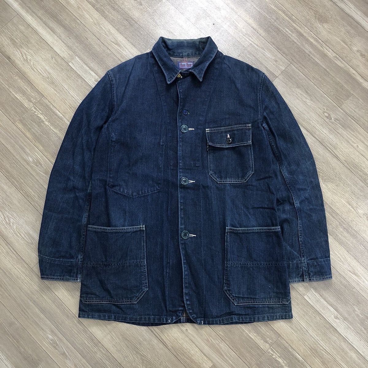 Blue Blue Japan × Vintage 1990s Vintage Blue Blue Japan Selvedge Chore Jacket Size US M / EU 48-50 / 2 - 1 Thumbnail