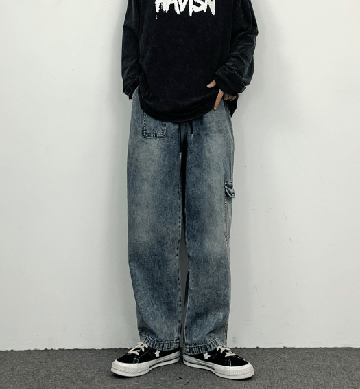 Japanese Brand Vintage American washed distressed straight loose jeans Size US 32 / EU 48 - 1 Thumbnail