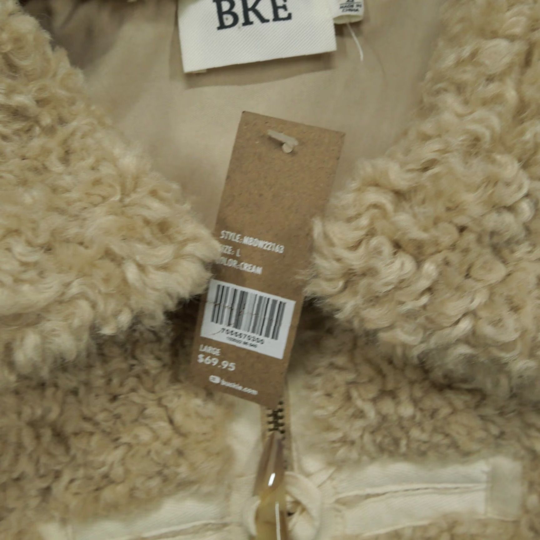 Vintage BKE Vest Womens Large Tan Cream Sherpa Fleece Casual Toggle Buttons Size L / US 10 / IT 46 - 3 Thumbnail