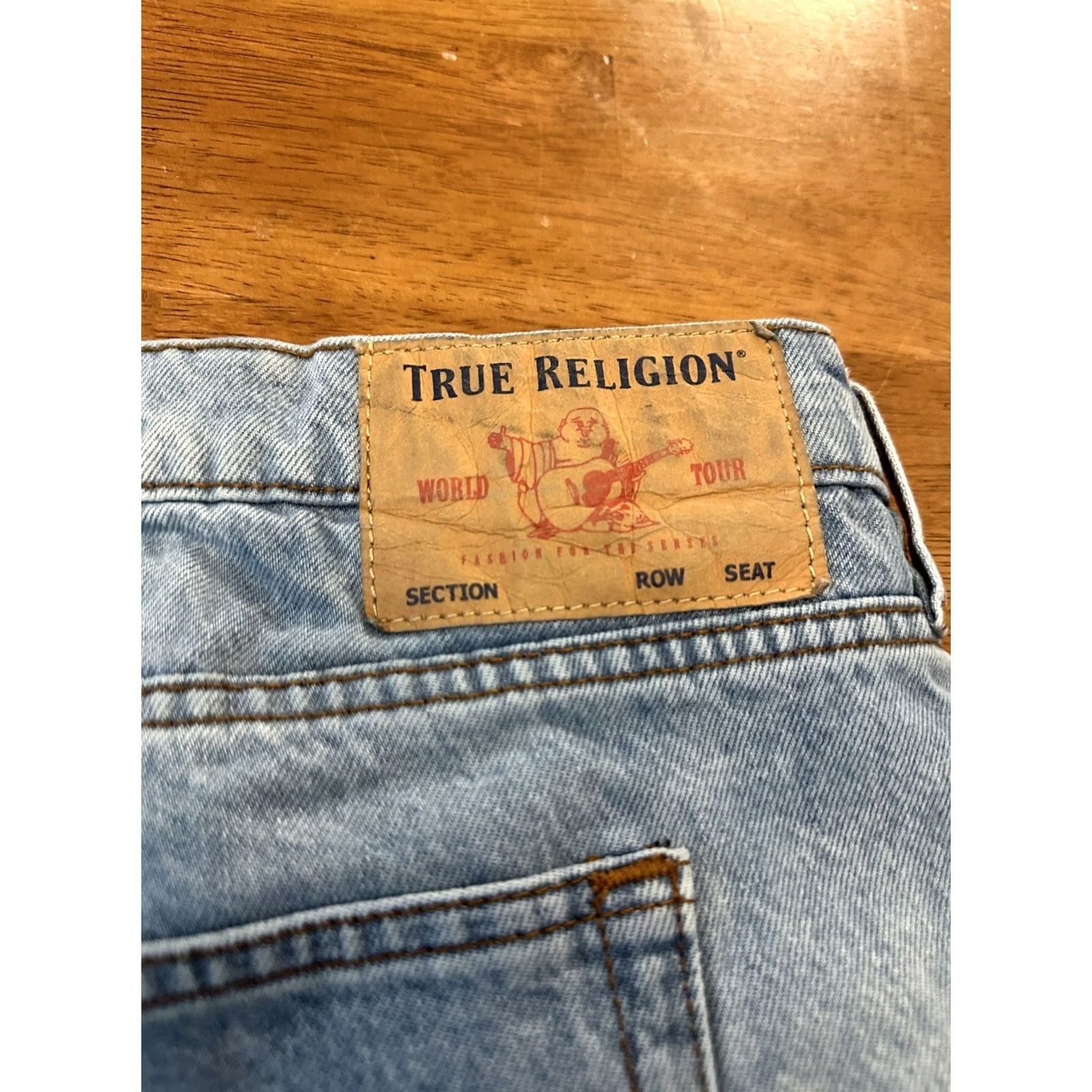 True Religion True Religion Ricky Relaxed Straight Jeans Men's 40x33 Blue Denim Dark Button Embroidered Size US 40 / EU 56 - 5 Thumbnail