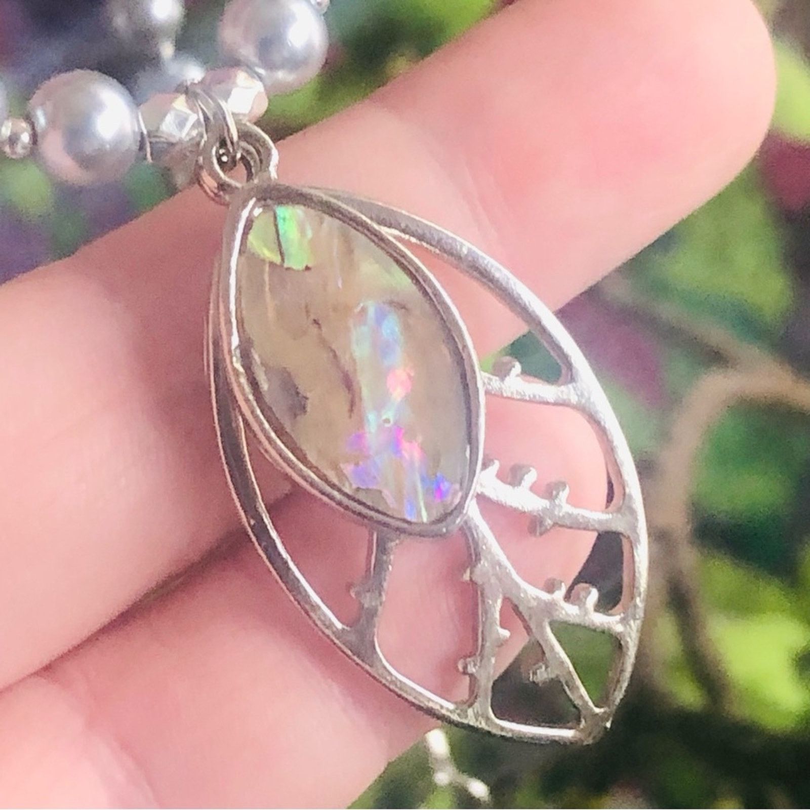 Handmade Handcrafted repurpose abalone shell botanical Pearl necklace Size ONE SIZE - 8 Thumbnail