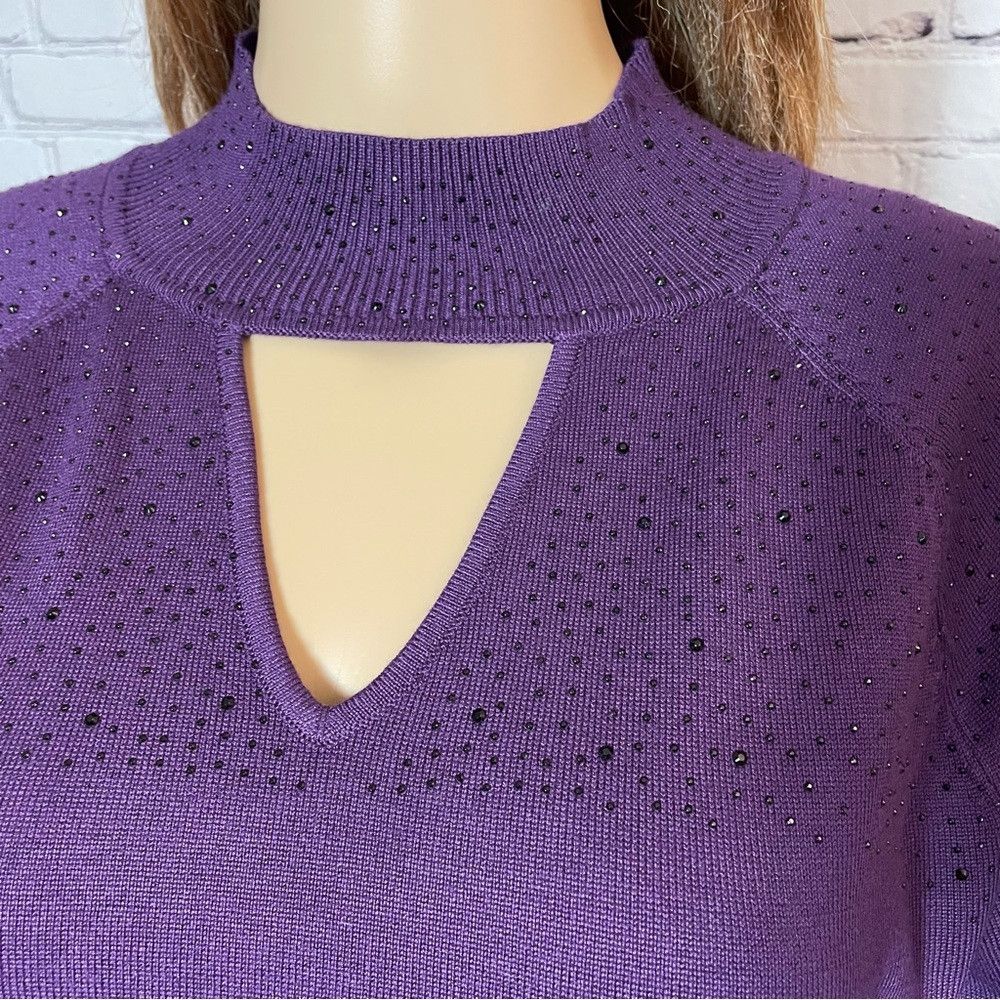 Other NWT New Cable & Gauge Aubergine Cut Out Long Sleeve Embelli Size M / US 6-8 / IT 42-44 - 4 Thumbnail