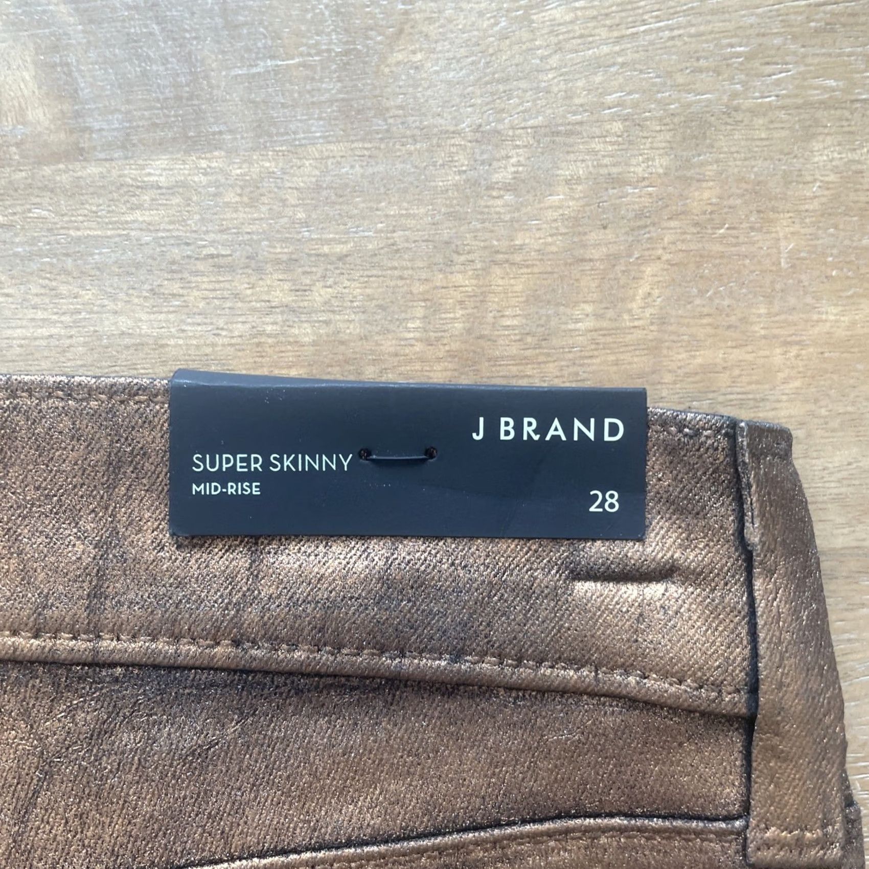 J Brand J Brand Super Skinny Bronze Coated Jeans Women 28 Regular Rise 30x30 Denim Zip Pockets Ankle Rock USA Y2K Breakin’/ Metallic Style Size 28" / US 6 / IT 42 - 3 Thumbnail