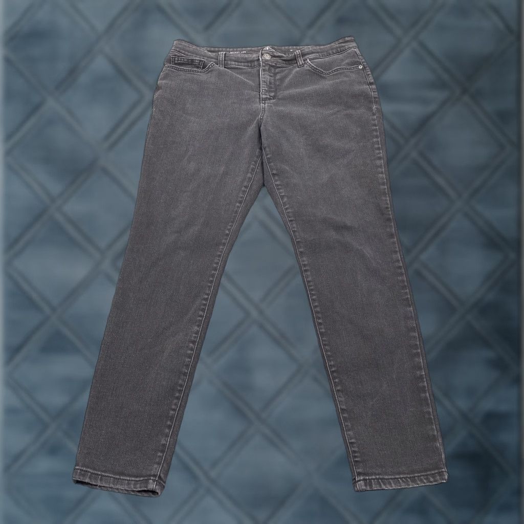 Vintage St. John's Bay Jeans Womens 14 Gray Charcoal Wash Skinny Slim Stretch Denim Size 36" / US 14 / IT 50 - 1 Thumbnail