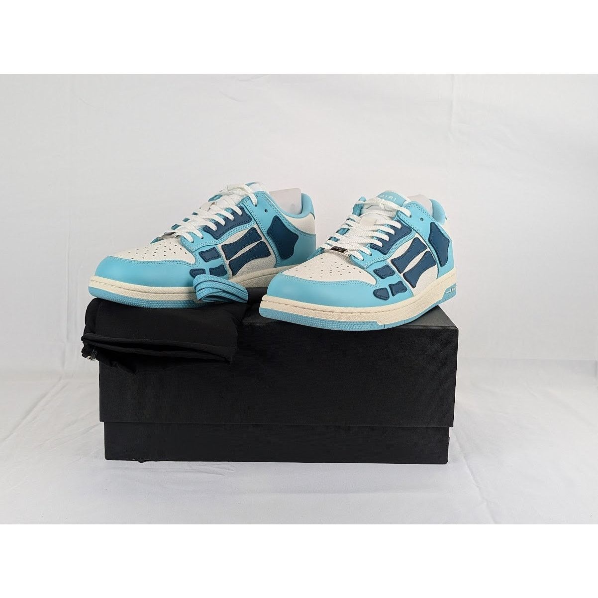 Amiri o1rshd1 Q:2 / Skel Top Low Sneakers in Slate Blue Size US 12 / EU 45 - 12 Thumbnail