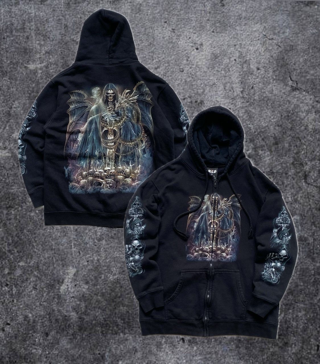 Affliction ☠️ Vintage Rock Skulls zip hoodie Horror Wild Affliction Size US M / EU 48-50 / 2 - 1 Thumbnail