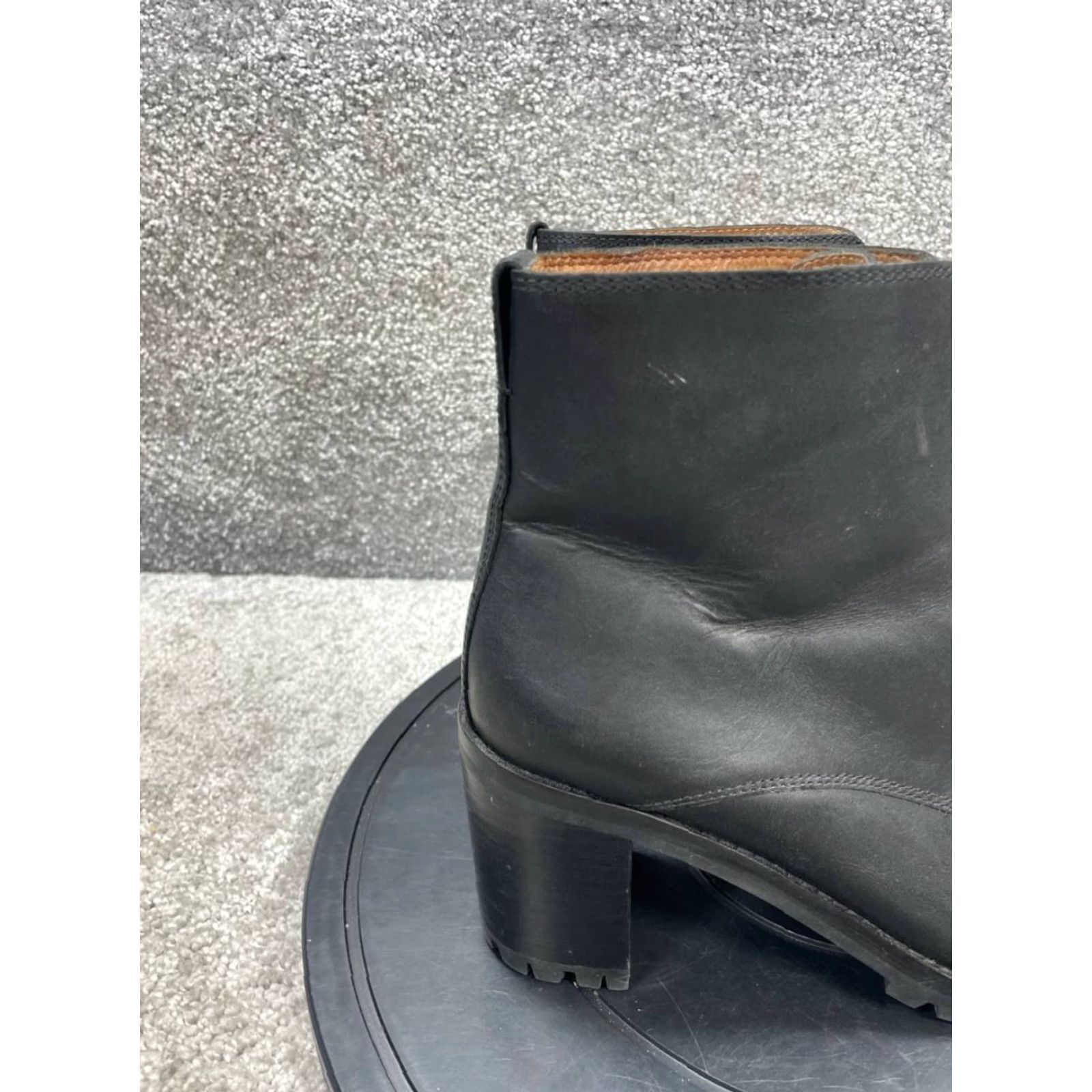 Madewell Madewell The Alyce Boot Women Size 10 Black Leather Zip Front Lugsole Block Heel Size US 10 / IT 40 - 3 Thumbnail