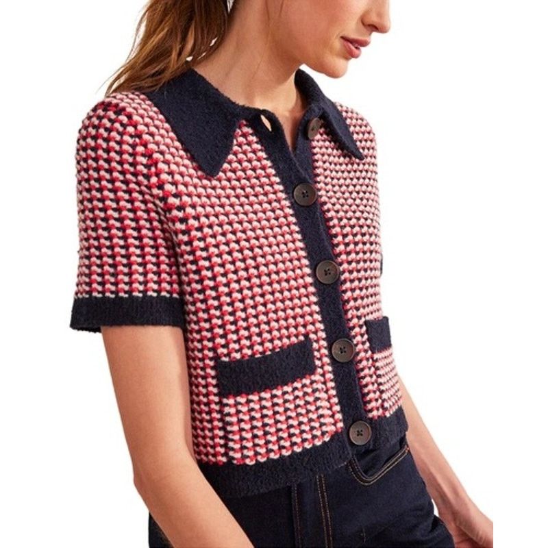 Boden Boden Short Sleeve Cropped Wool Alpaca Geo Cardigan Sweater Size XS / US 0-2 / IT 36-38 - 1 Thumbnail