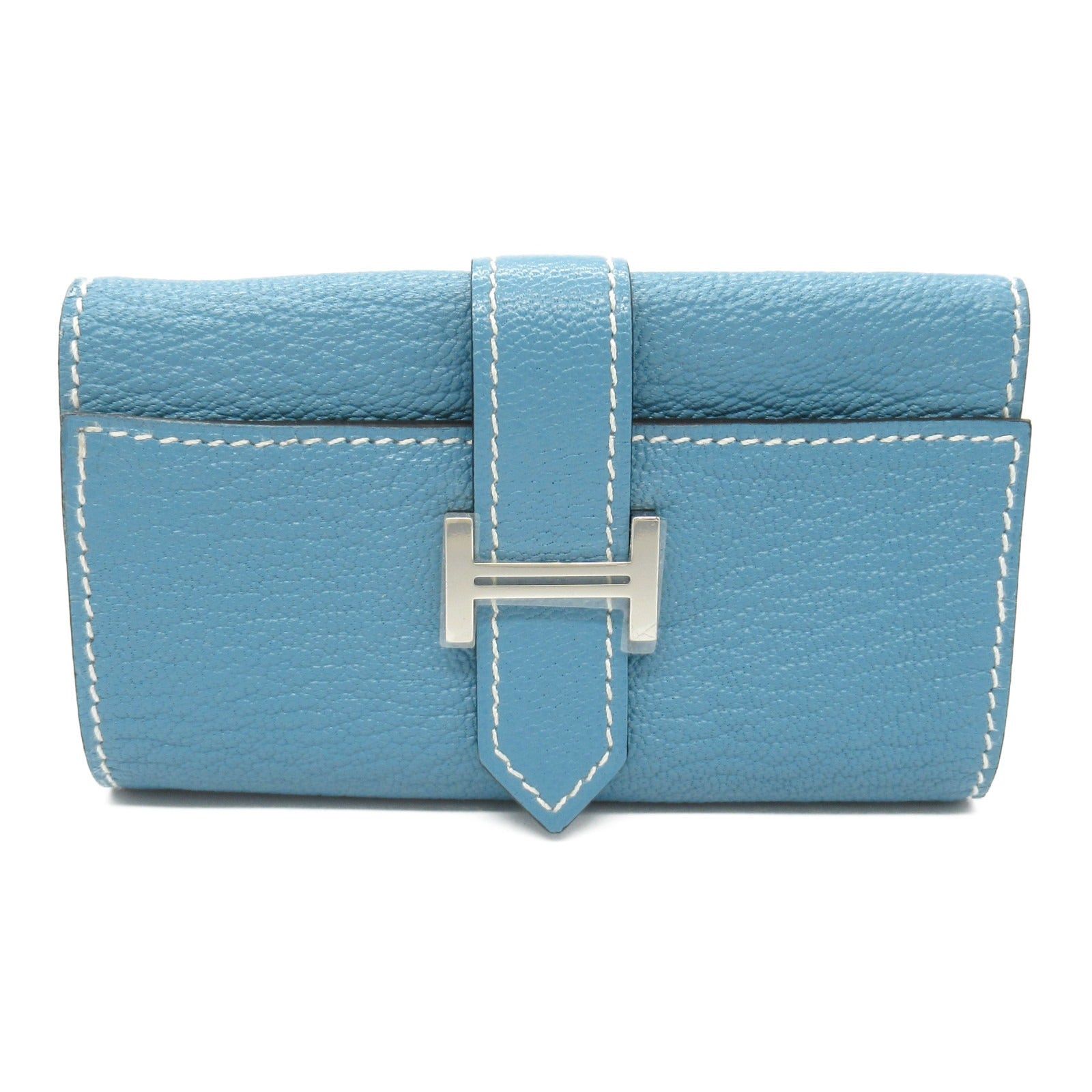 Hermes Hermes Bearn 4-Key Case Key Leather Chevre Blue New Jean Silver Hardware Double Engraved Size ONE SIZE - 1 Thumbnail