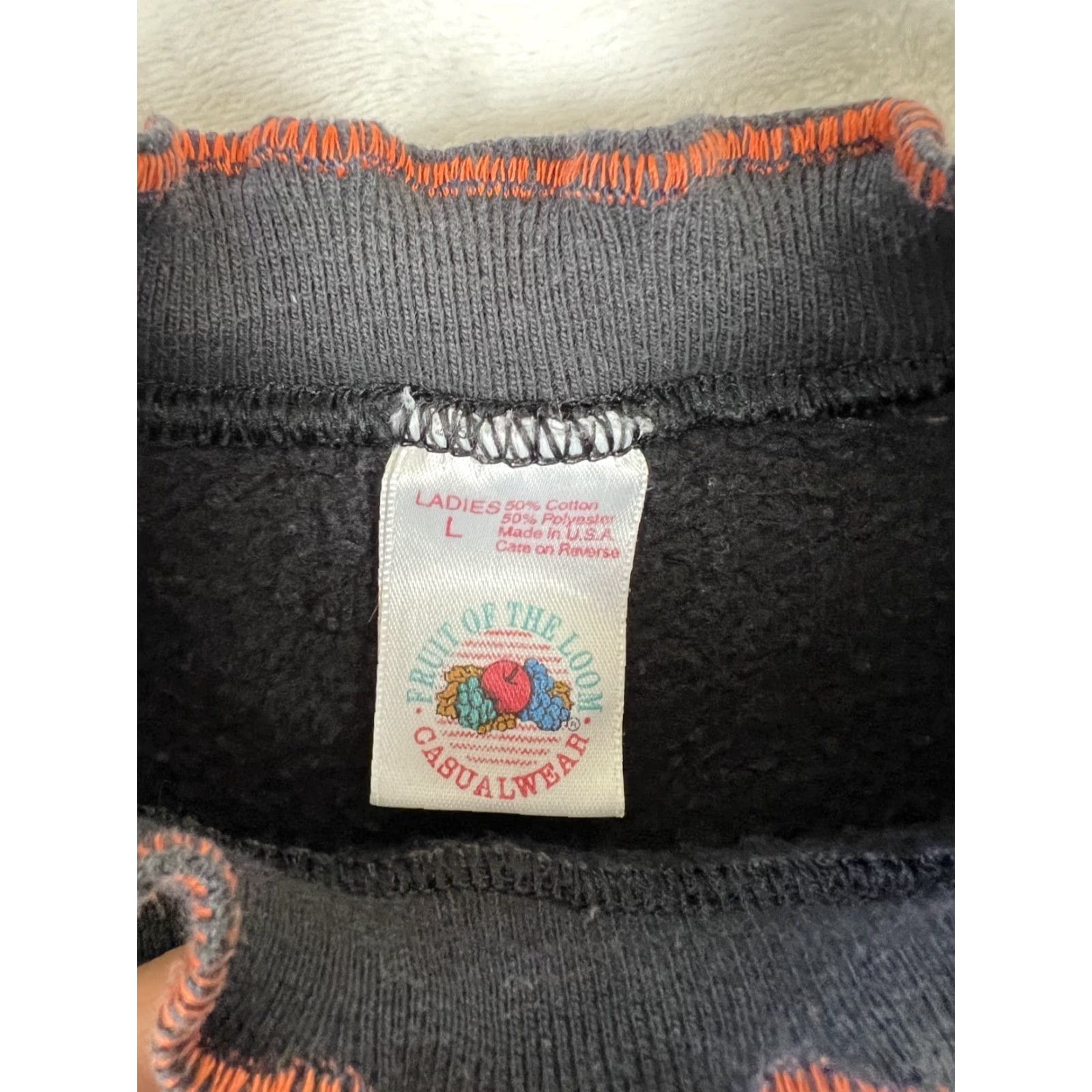 Hanes VINTAGE Hanes Sweatshirt Women's Large Black Just Hanging On 80s 90s USA Made Embroidered Pullover Crew Neck Long Sleeve Fall Activewear Mens? Size L / US 10 / IT 46 - 3 Thumbnail