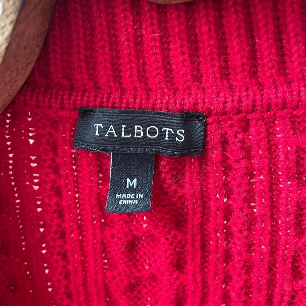 Other Talbots Garnet Red Cable Knit Open Front Cardigan Sweater M Size M / US 6-8 / IT 42-44 - 5 Thumbnail