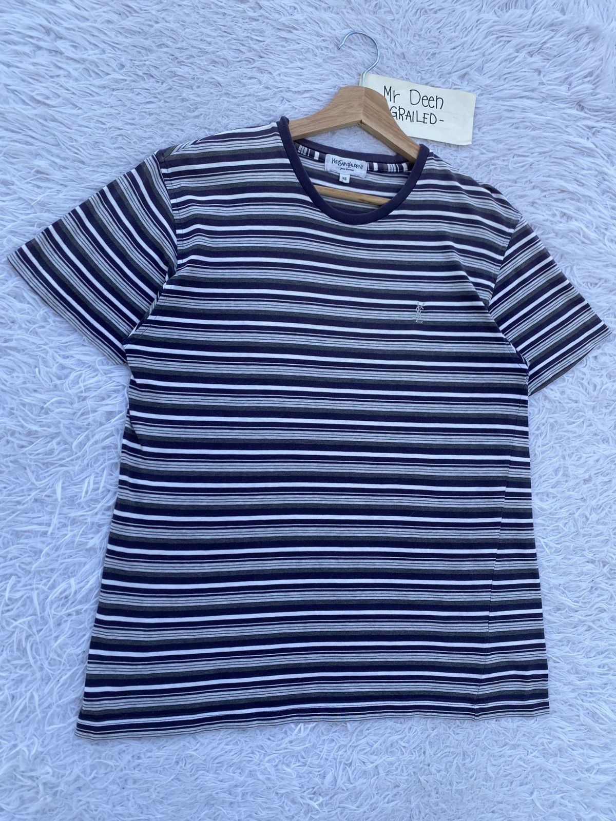 Yves Saint Laurent Rare Vintage YSL Yves Saint Laurent Stripes Tshirt Size US S / EU 44-46 / 1 - 2 Thumbnail