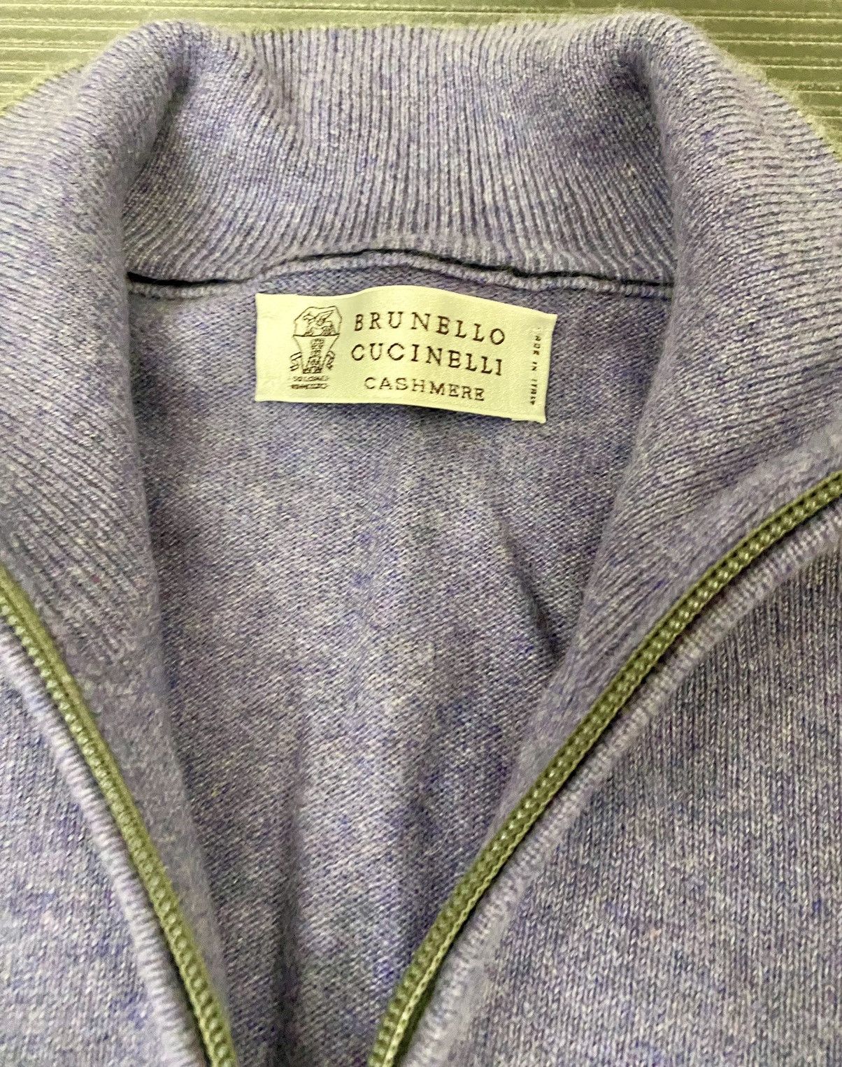 Brunello Cucinelli Brunello Cucinelli 🇮🇹 purple quarter zip cashmere pullover 52 Size US L / EU 52-54 / 3 - 2 Thumbnail
