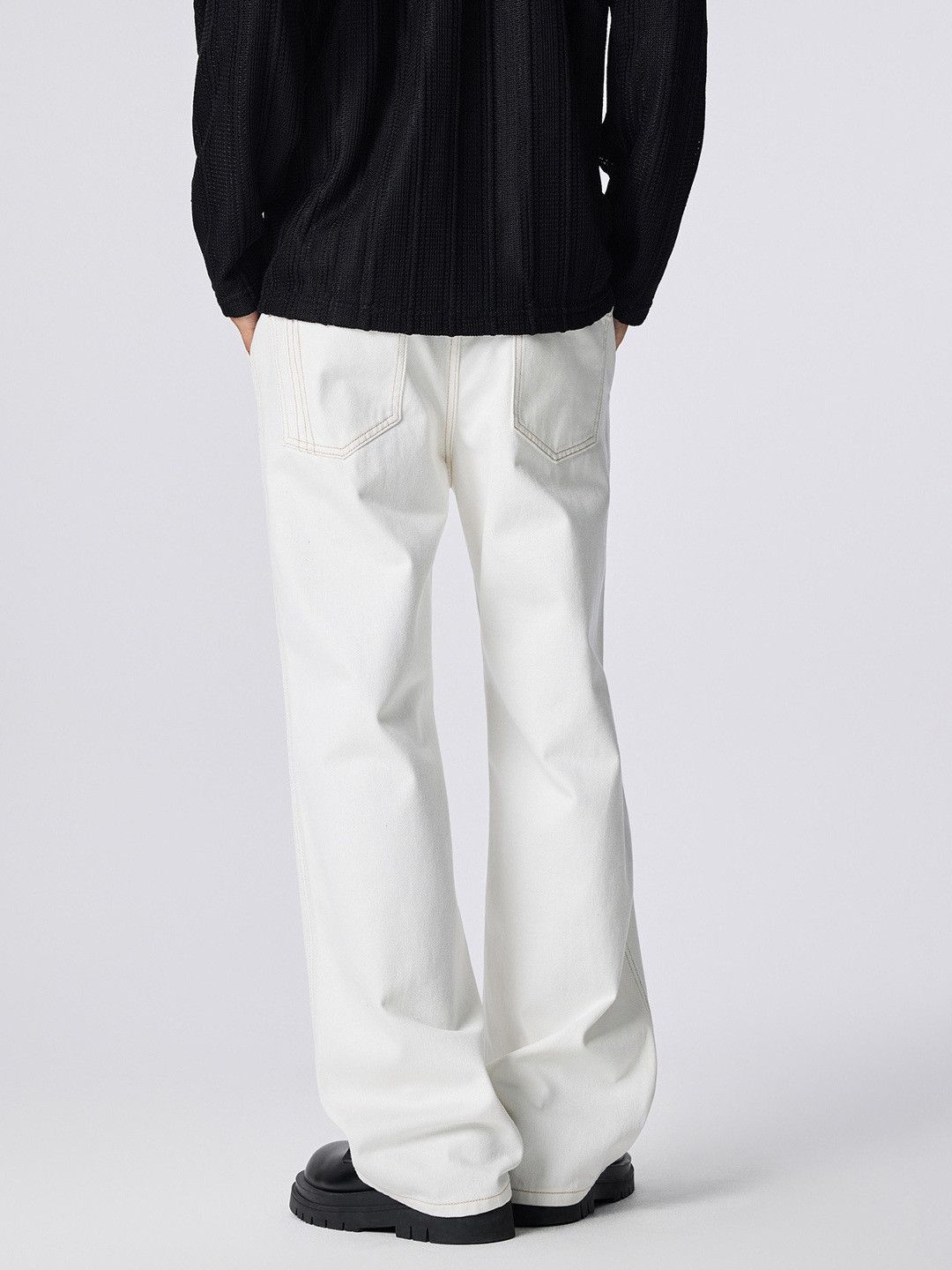 Japanese Brand Men's white simple wide-leg casual versatile jeans Size US 32 / EU 48 - 4 Thumbnail
