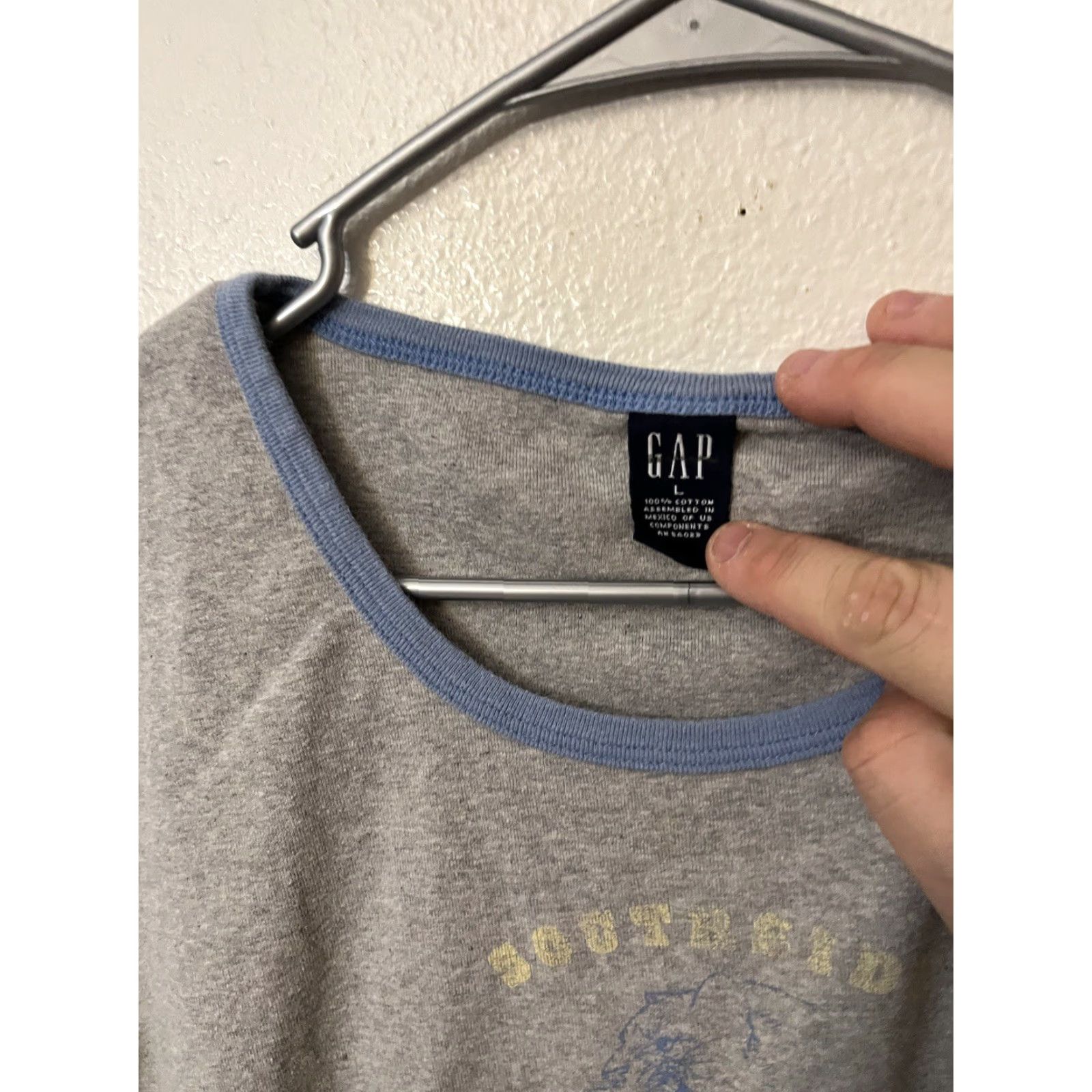 Gap GAP T-Shirt Large Gray Solid Women Round Neck Crew Neck Stretch Casual Basic Size L / US 10 / IT 46 - 3 Thumbnail