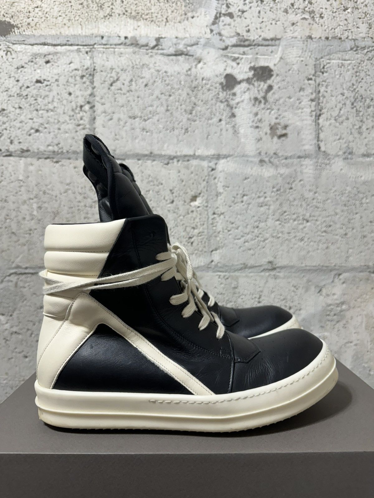 Rick Owens RICK OWENS Geobaskets High Top Sneaker Black Milk | Grailed