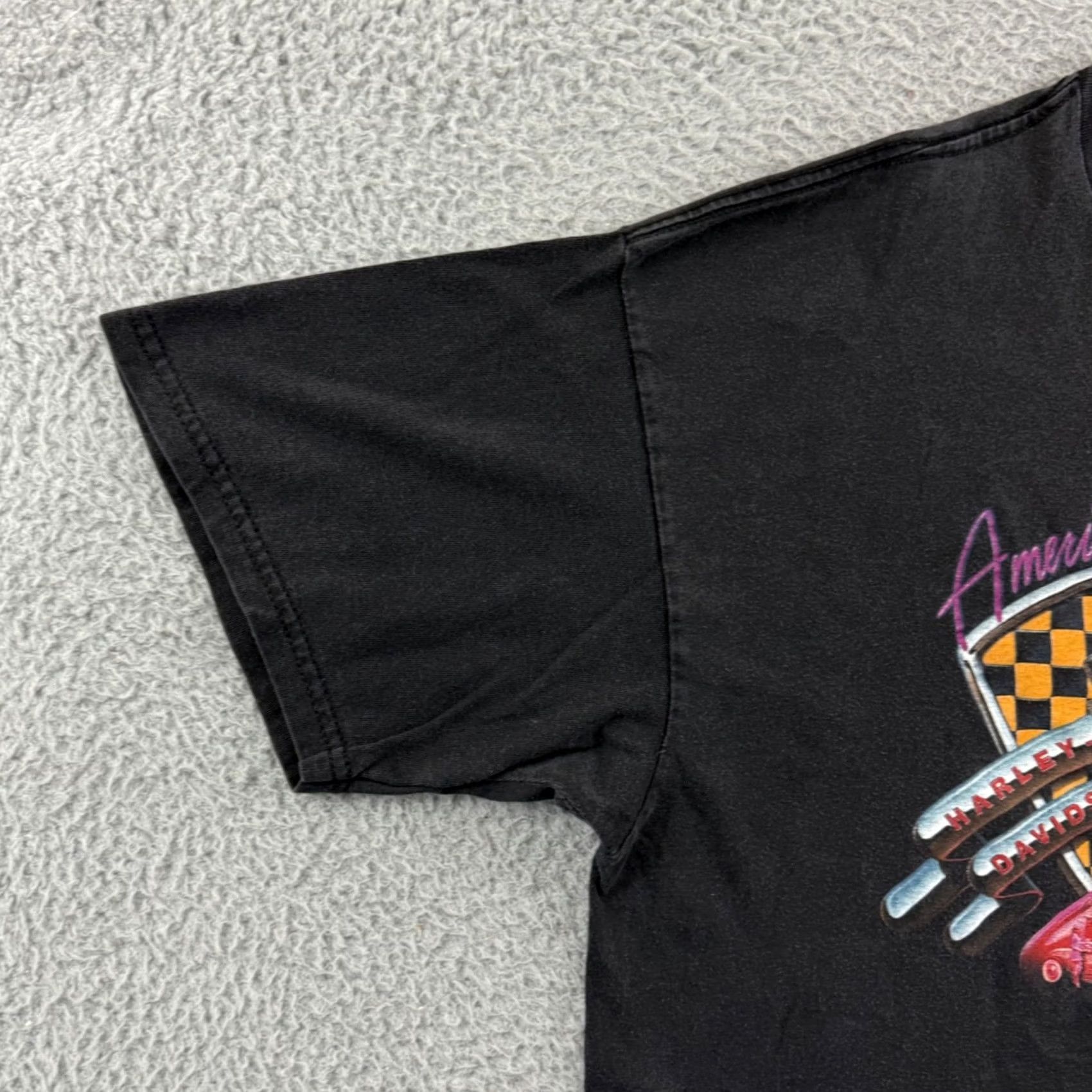 Harley Davidson VINTAGE Harley-Davidson Shirt Mens XL Black 90s Biker Motorcycle Graphic Print Crew Neck Short Sleeve Size US XL / EU 56 / 4 - 4 Thumbnail