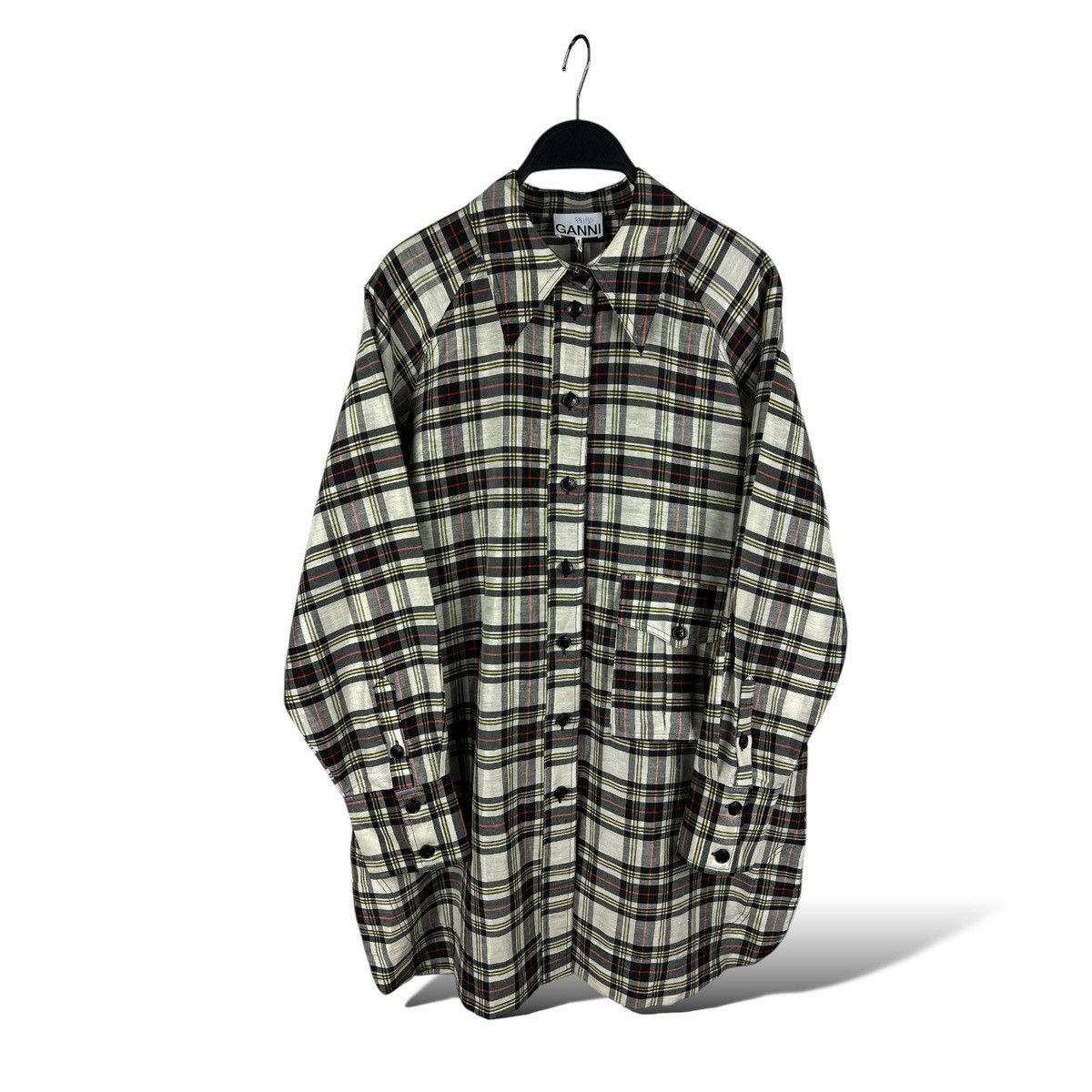 Ganni Ganni Oversized Plaid Shirt Long Sleeve Linen / Silk Pocket Size M / US 6-8 / IT 42-44 - 1 Thumbnail