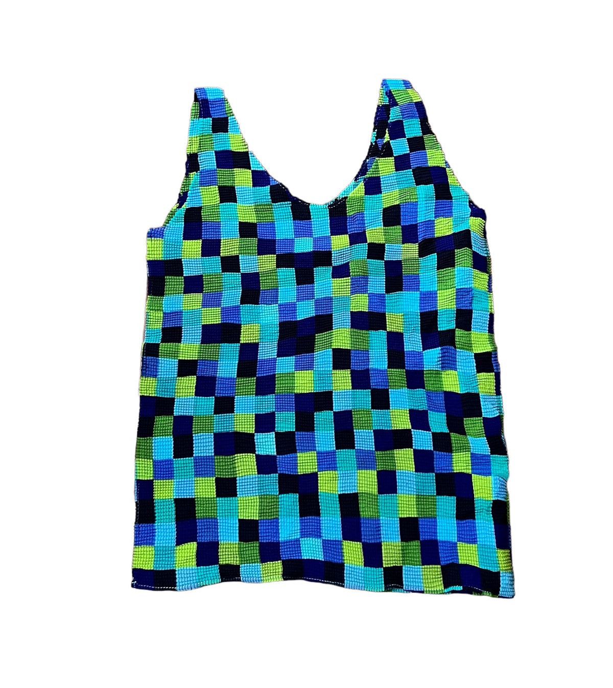 FINAL DROP* issey miyake me pleats checkered print tank top