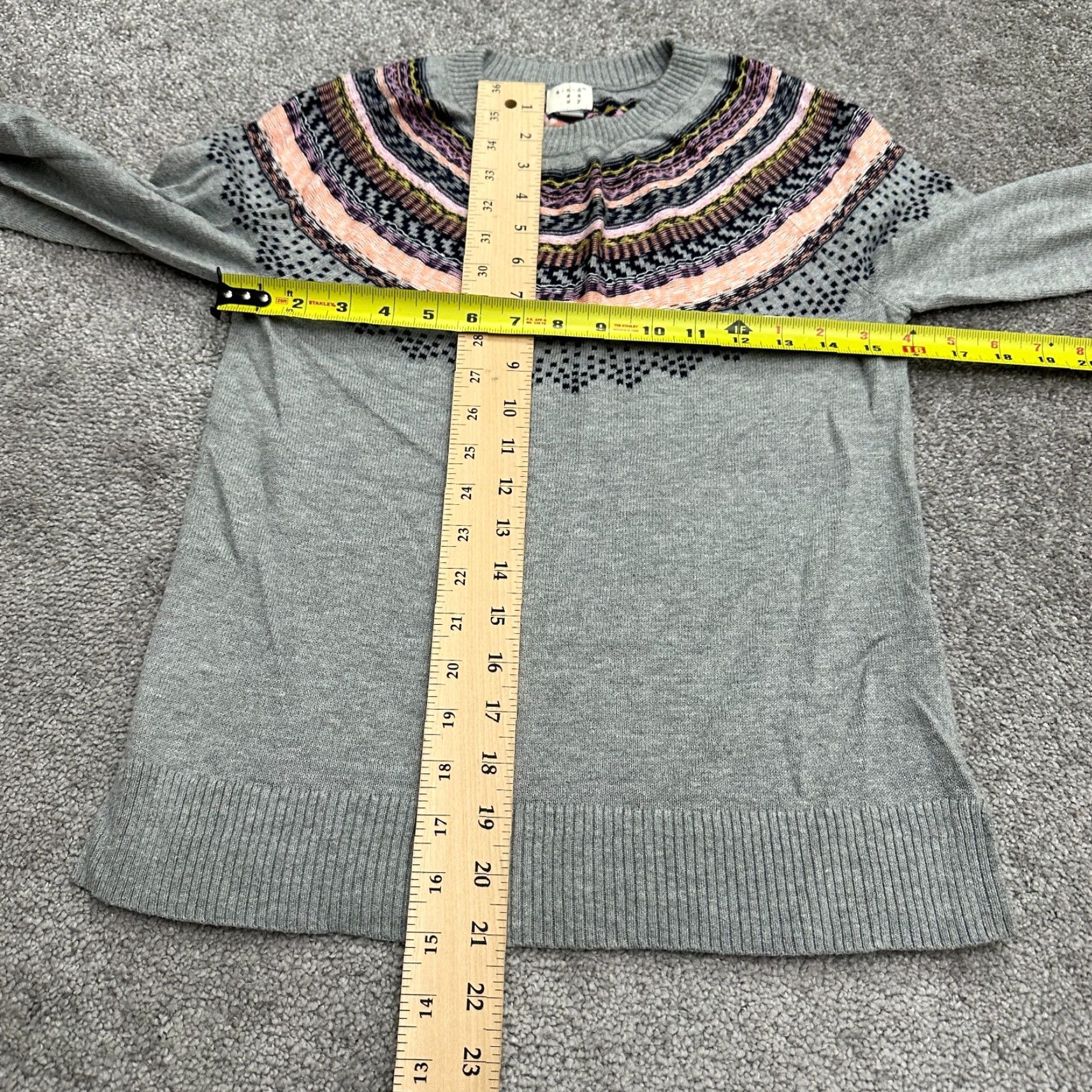 Vintage A New Day Pullover Sweater Women's Knit Gray Argyle/Diamond Crew Neck Raglan Long Sleeve Casual Shirt Size L / US 10 / IT 46 - 7 Thumbnail