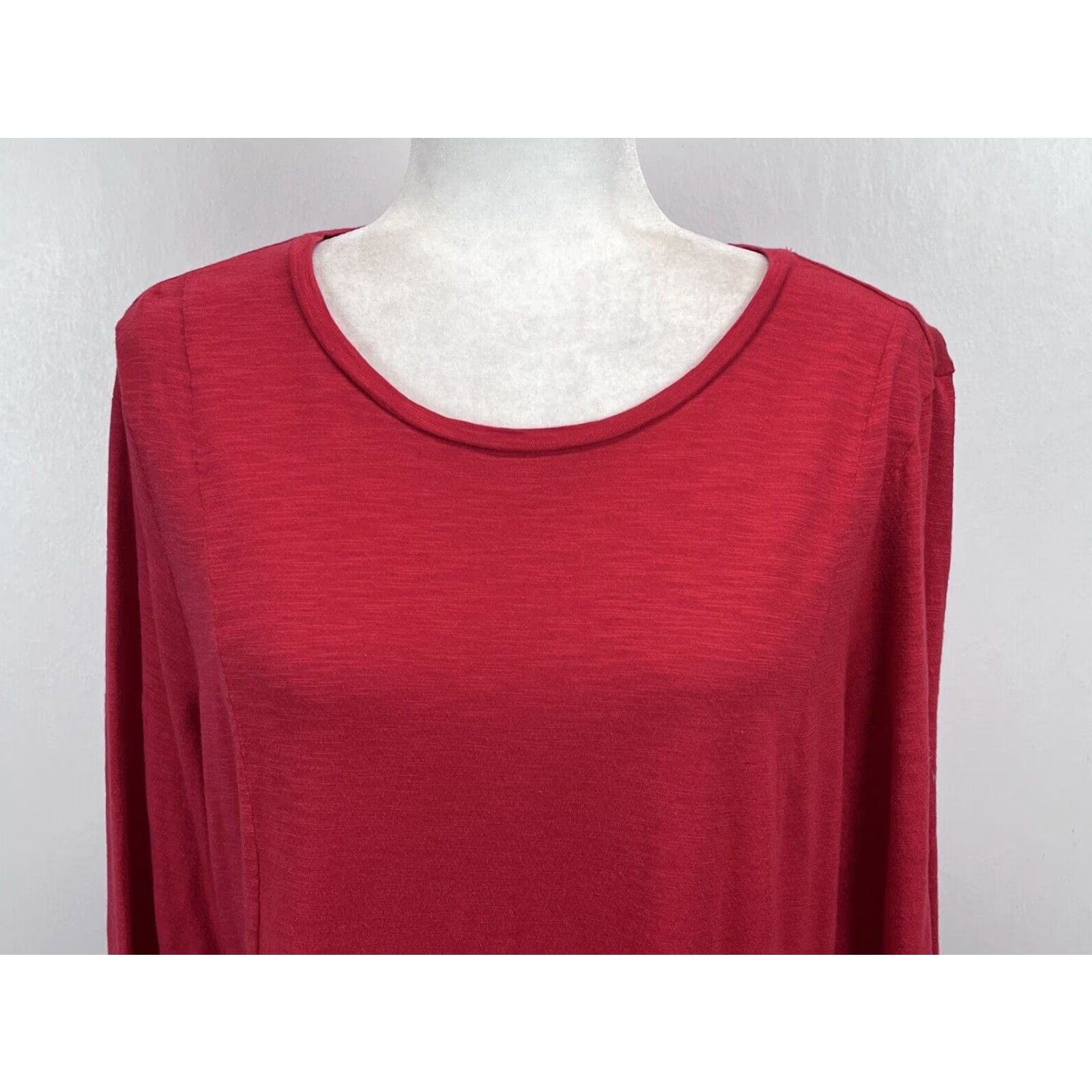 J. Jill J. Jill Tunic Top Long Sleeve Red Cotton Blend Casual Womens Large Size L / US 10 / IT 46 - 5 Thumbnail