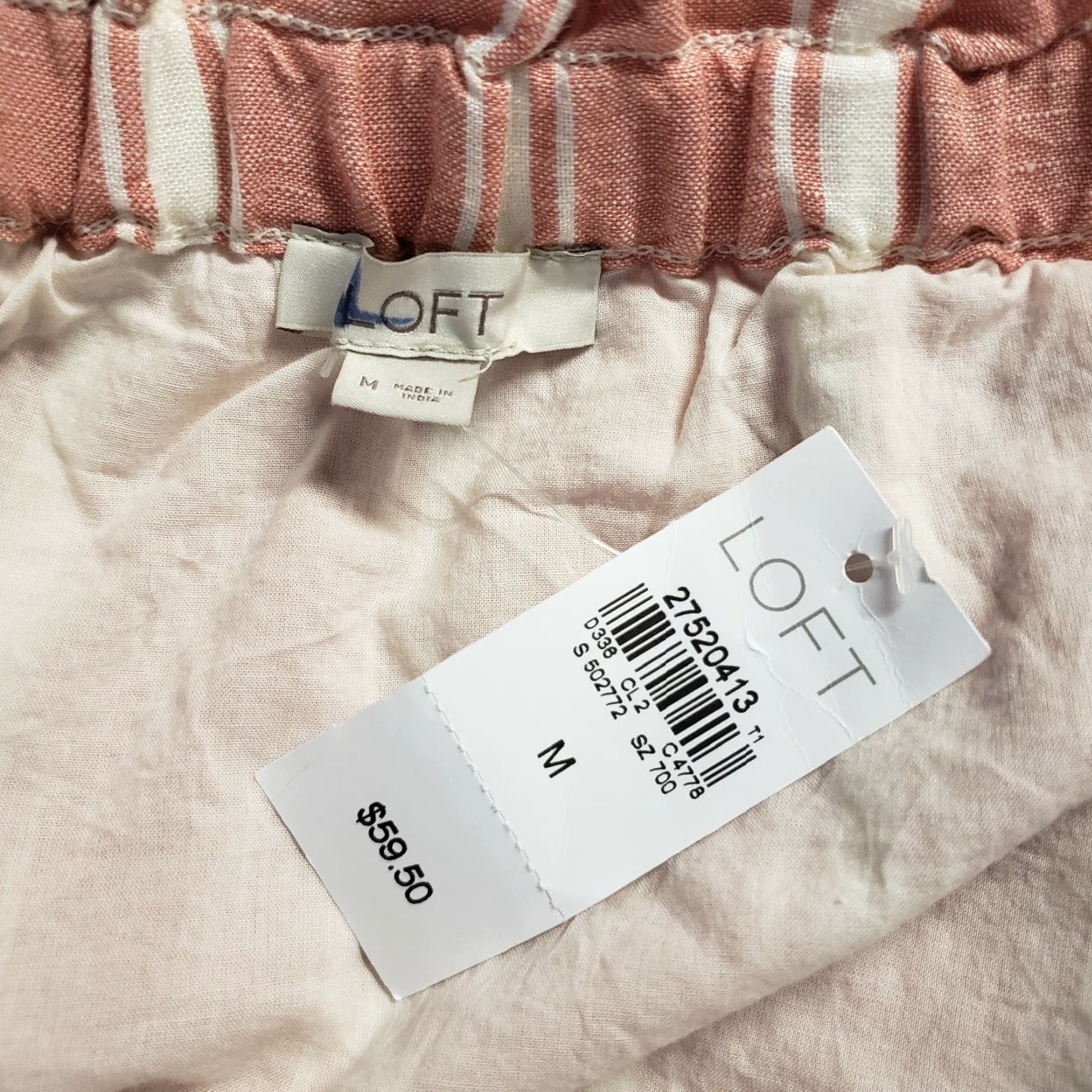 Loft VINTAGE Ann Taylor LOFT Skirt Women Sz M Pink White Linen Blend Faux Button Front Short Pencil 90s Womens Size 32" / US 10 / IT 46 - 3 Thumbnail
