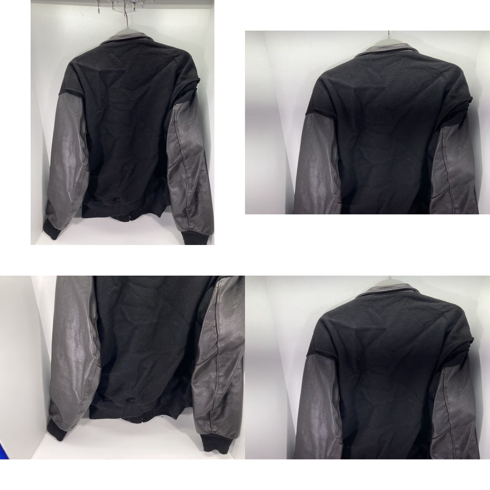 Express VINTAGE DeLong Baseball Varsity Jacket Men XL Black Wool Leather Full Zip VTG Size US XL / EU 56 / 4 - 8 Thumbnail