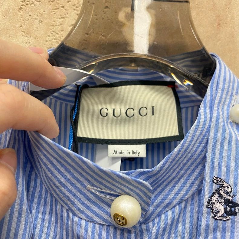 Gucci Gucci Blue and white striped embroidered rabbit lace bow co Size XS / US 0-2 / IT 36-38 - 3 Thumbnail
