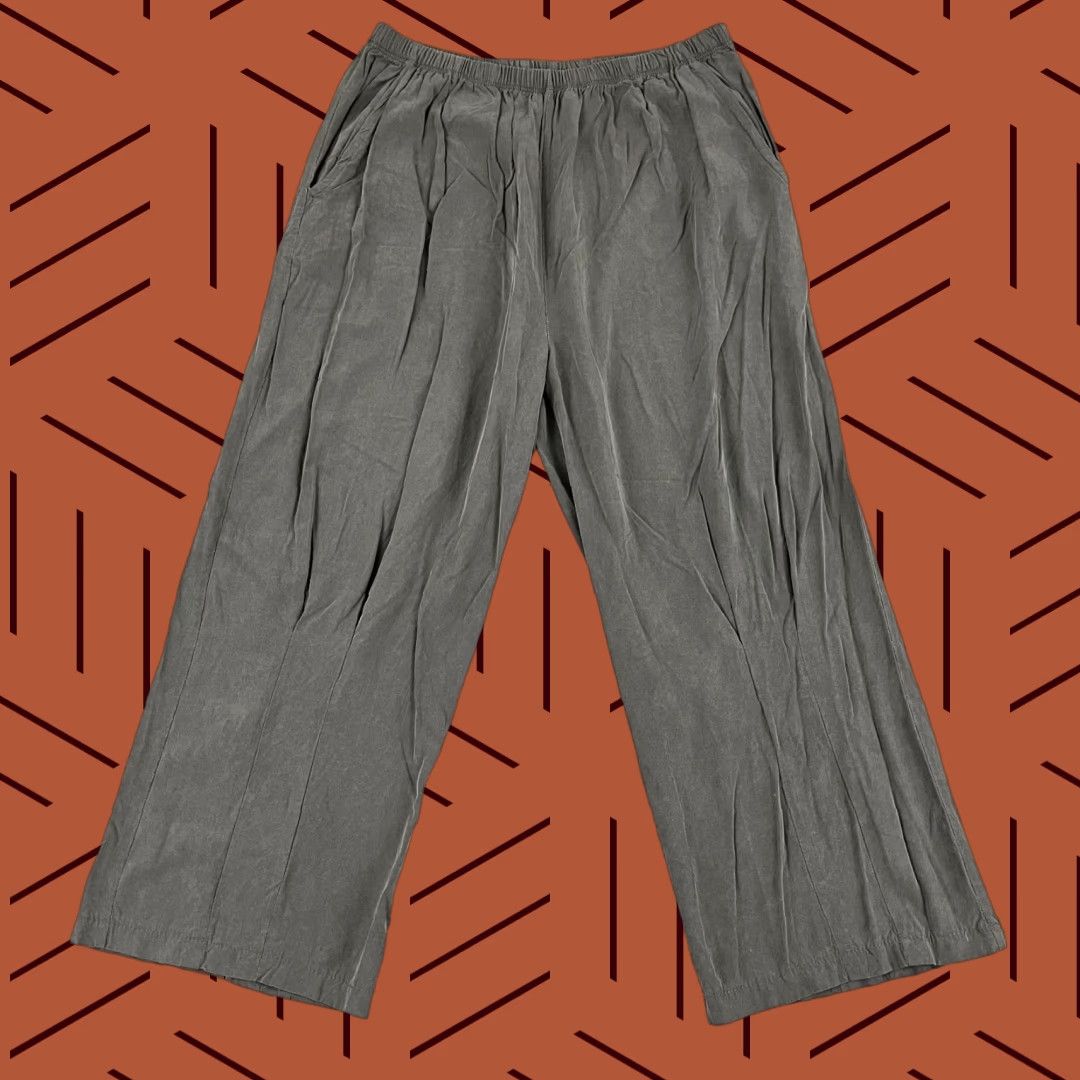 GERSHON BRAM Pants Womens Large Gray Viscose Pull On Wide-Leg Pocket Minimal