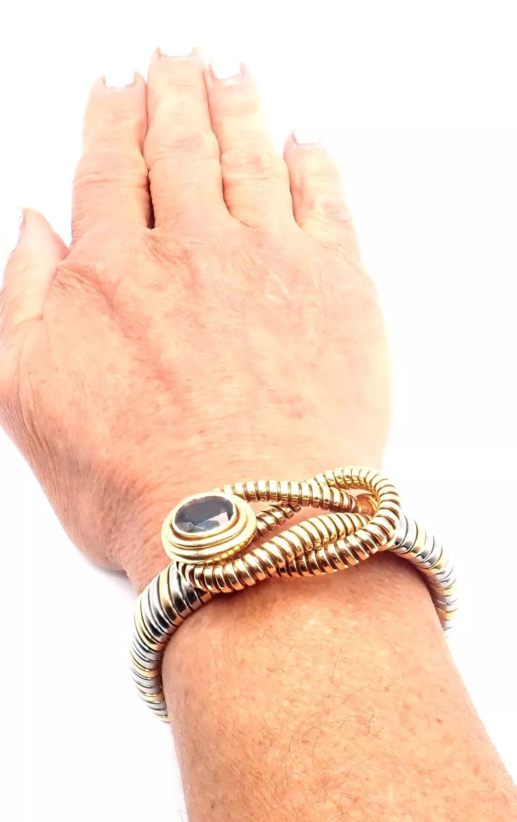Cartier 18k Yellow Gold Steel London Blue Topaz Bracelet Size ONE SIZE - 9 Thumbnail