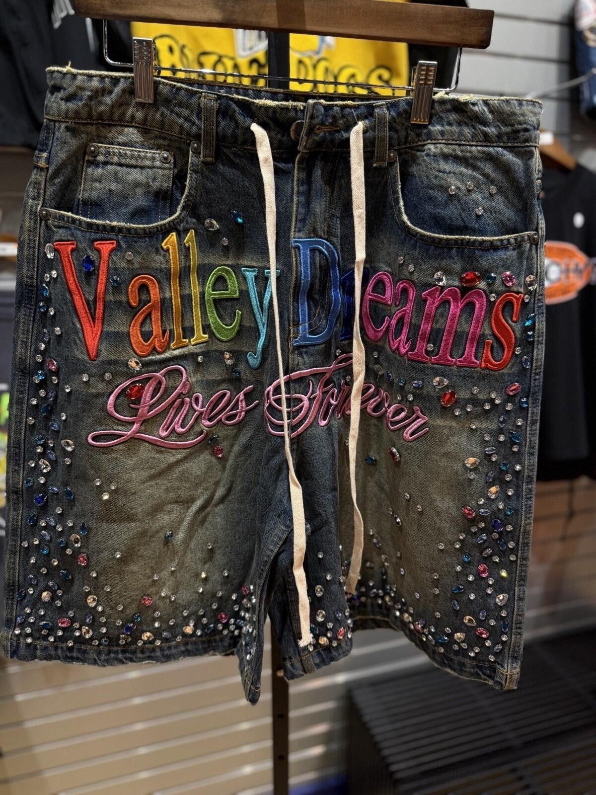 Vale Valley Blue Denim Stone Crystal Shorts Size 30 (Brand New) Size US 30 / EU 46 - 4 Thumbnail