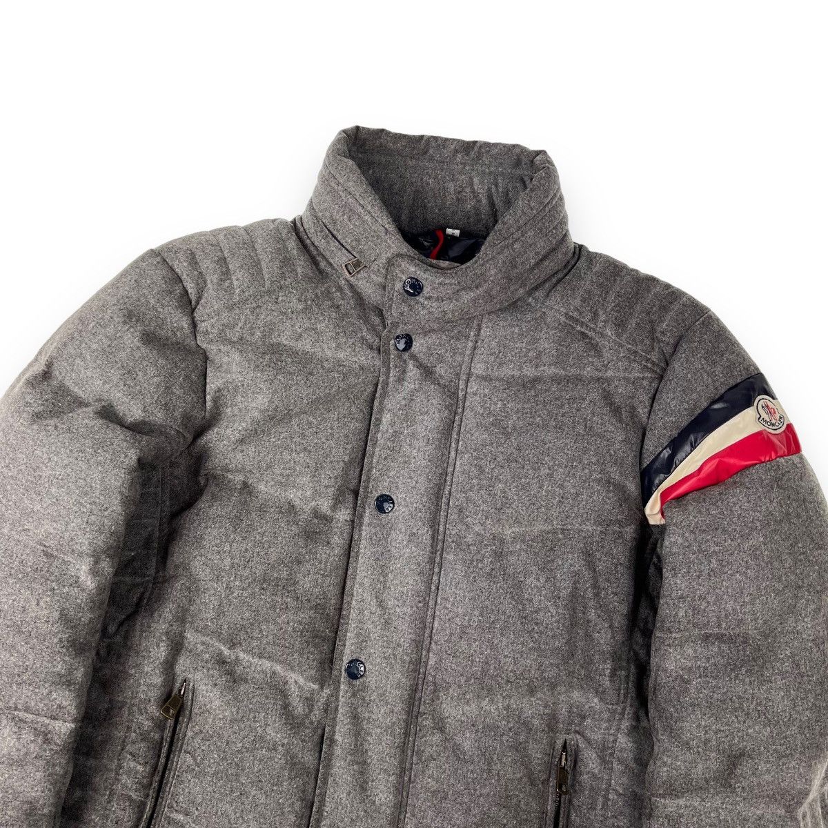 image of Moncler Chartreuse Grey Puffer Jacket, Men's (Size Medium)